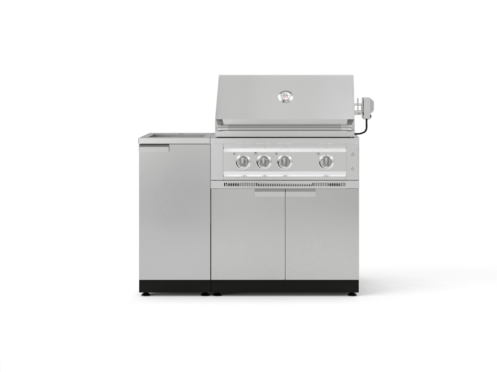 Outdoor Grill Island Stainless-Steel 3 Piece Cabinet Set with Sink, Grill Cabinet, and Platinum Grill