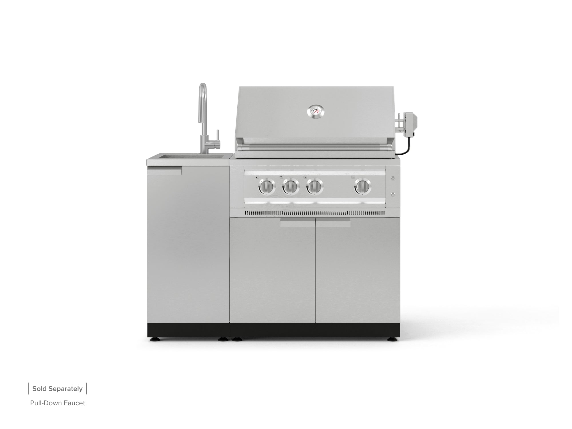 Outdoor Grill Island Stainless-Steel 3 Piece Cabinet Set with Sink, Grill Cabinet, and Platinum Grill