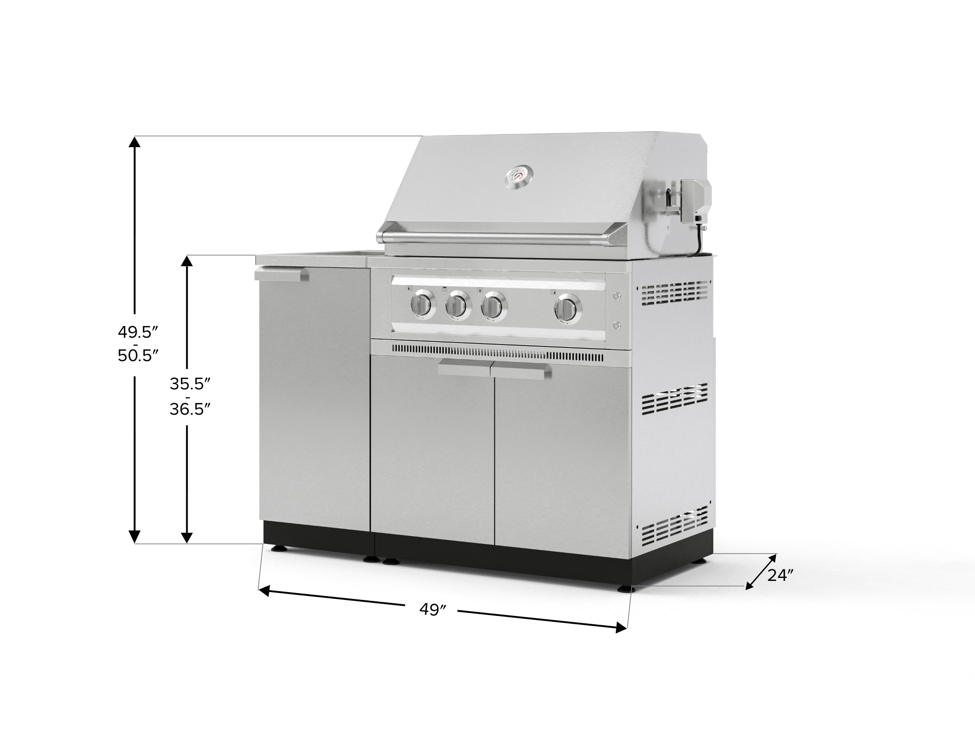 Outdoor Grill Island Stainless-Steel 3 Piece Cabinet Set with Sink, Grill Cabinet, and Platinum Grill