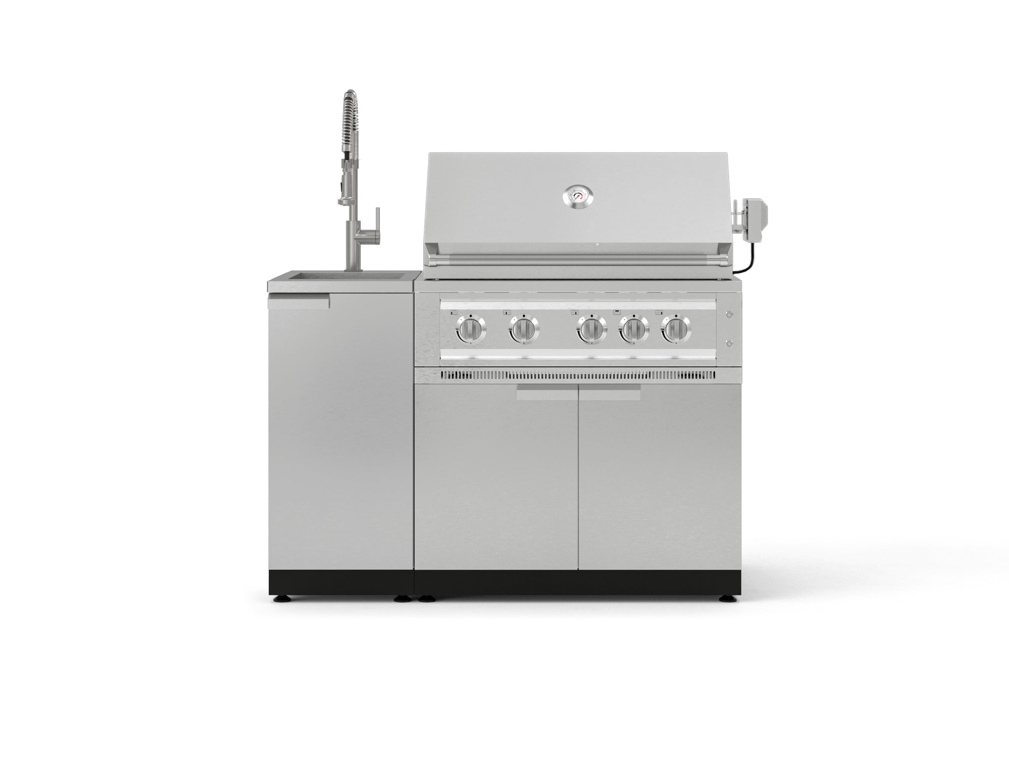 Outdoor Grill Island Stainless-Steel 3 Piece Cabinet Set with Sink, Grill Cabinet, and Platinum Grill