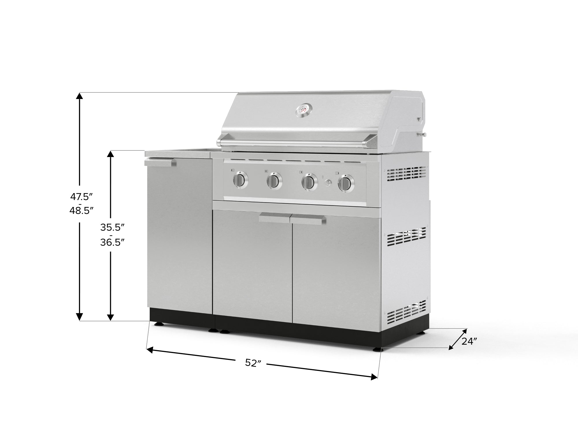 Outdoor Grill Island Stainless-Steel 3 Piece Cabinet Set with Sink, Grill Cabinet, and Performance Grill