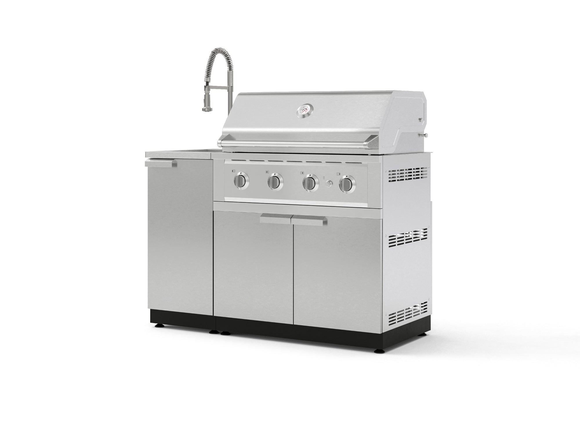 Outdoor Grill Island Stainless-Steel 3 Piece Cabinet Set with Sink, Grill Cabinet, and Performance Grill