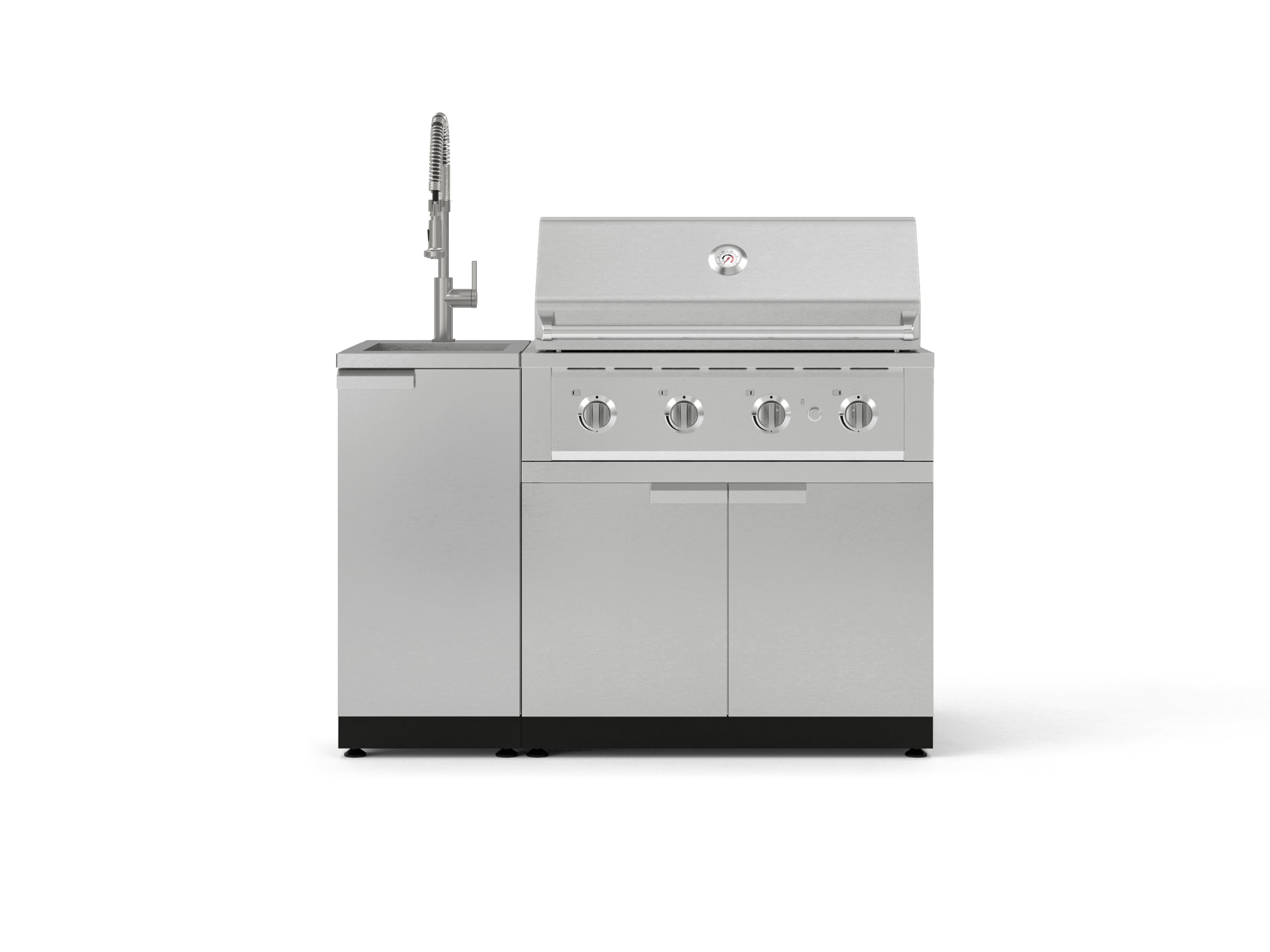 Outdoor Grill Island Stainless-Steel 3 Piece Cabinet Set with Sink, Grill Cabinet, and Performance Grill