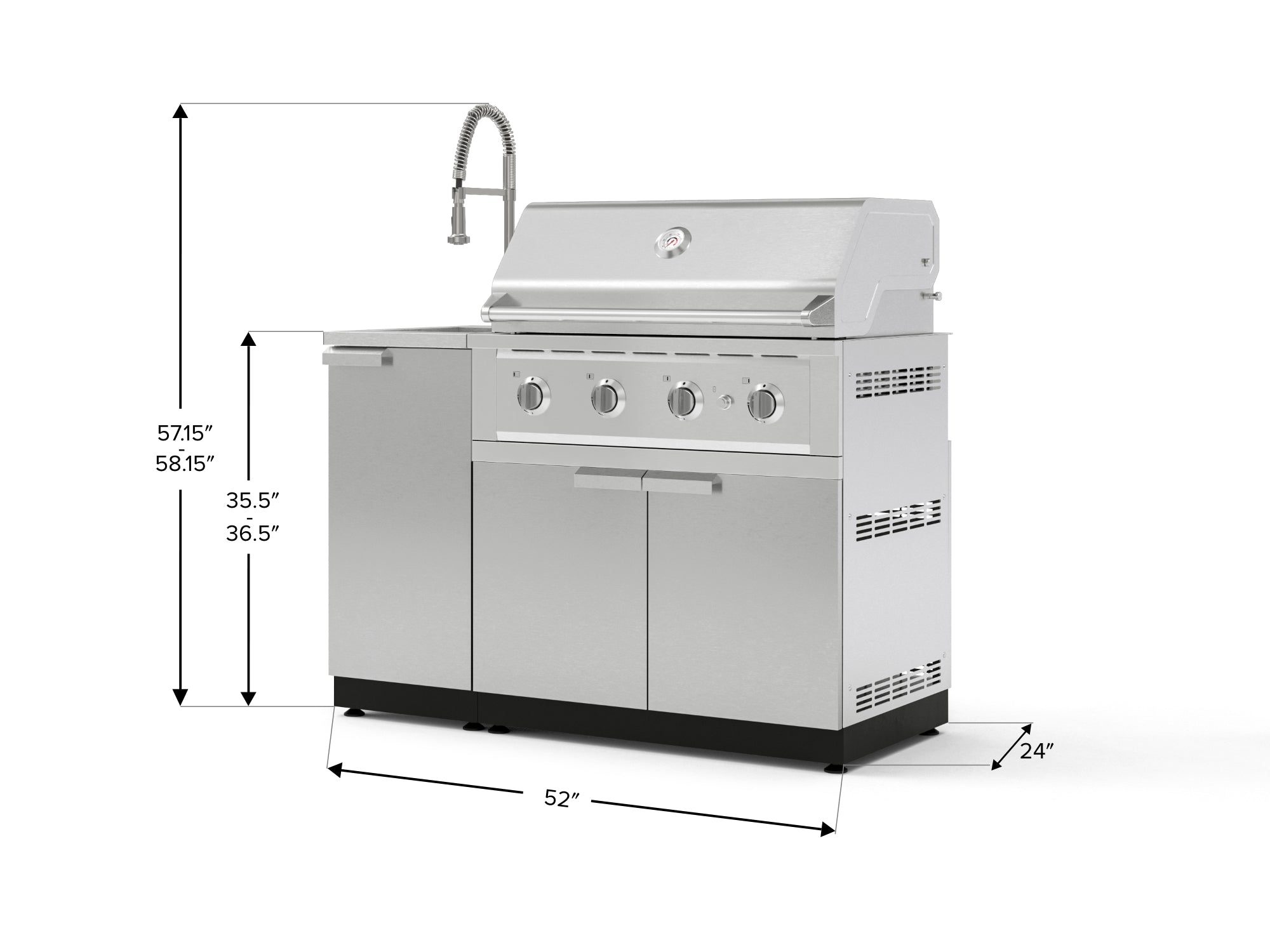 Outdoor Grill Island Stainless-Steel 3 Piece Cabinet Set with Sink, Grill Cabinet, and Performance Grill