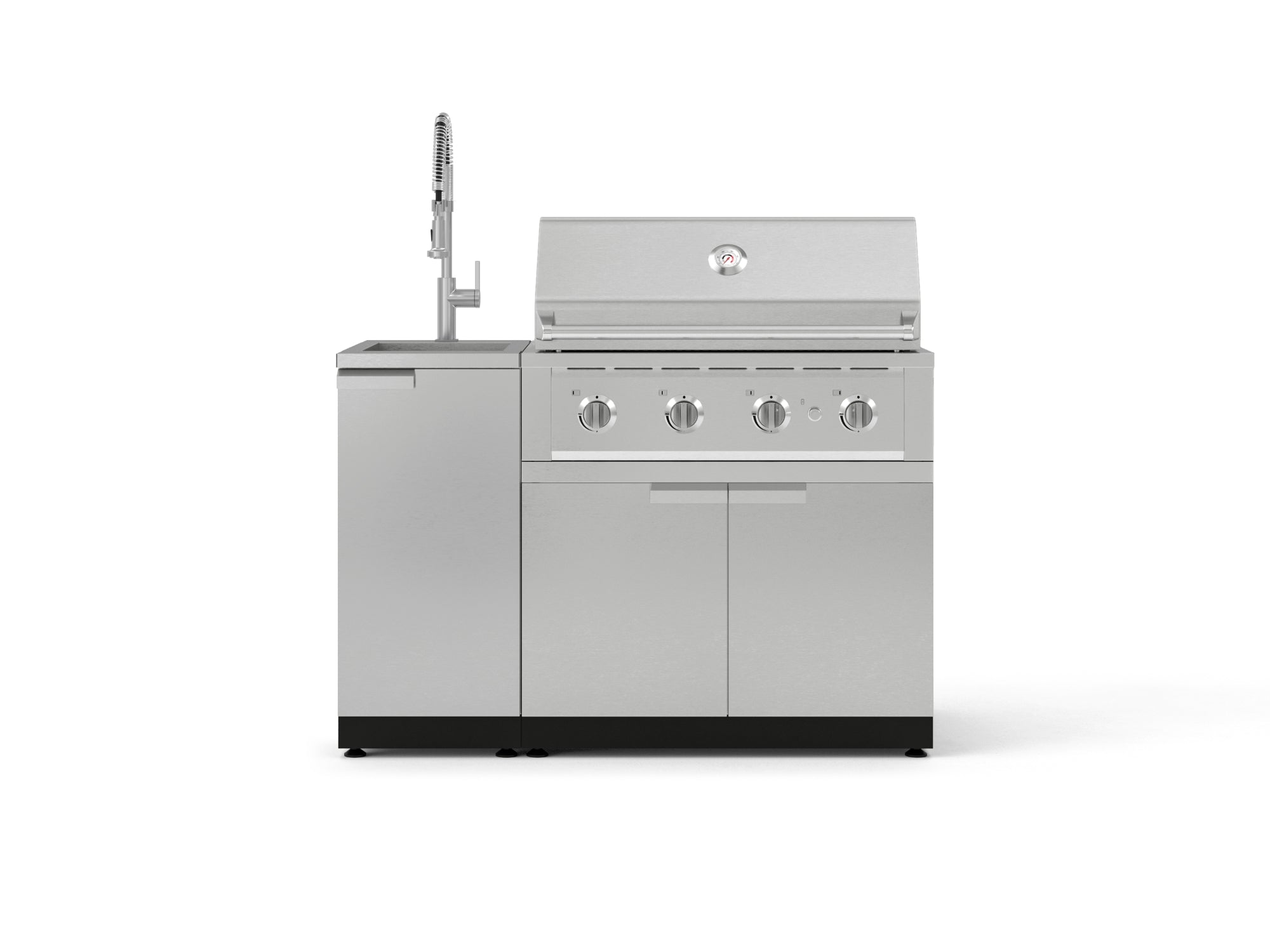Outdoor Grill Island Stainless-Steel 3 Piece Cabinet Set with Sink, Grill Cabinet, and Performance Grill
