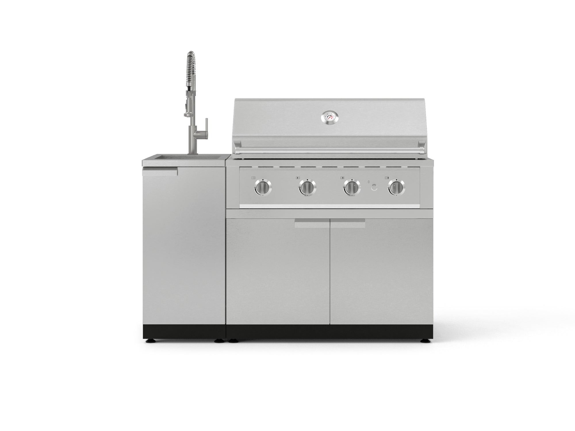 Outdoor Grill Island Stainless-Steel 3 Piece Cabinet Set with Sink, Grill Cabinet, and Performance Grill