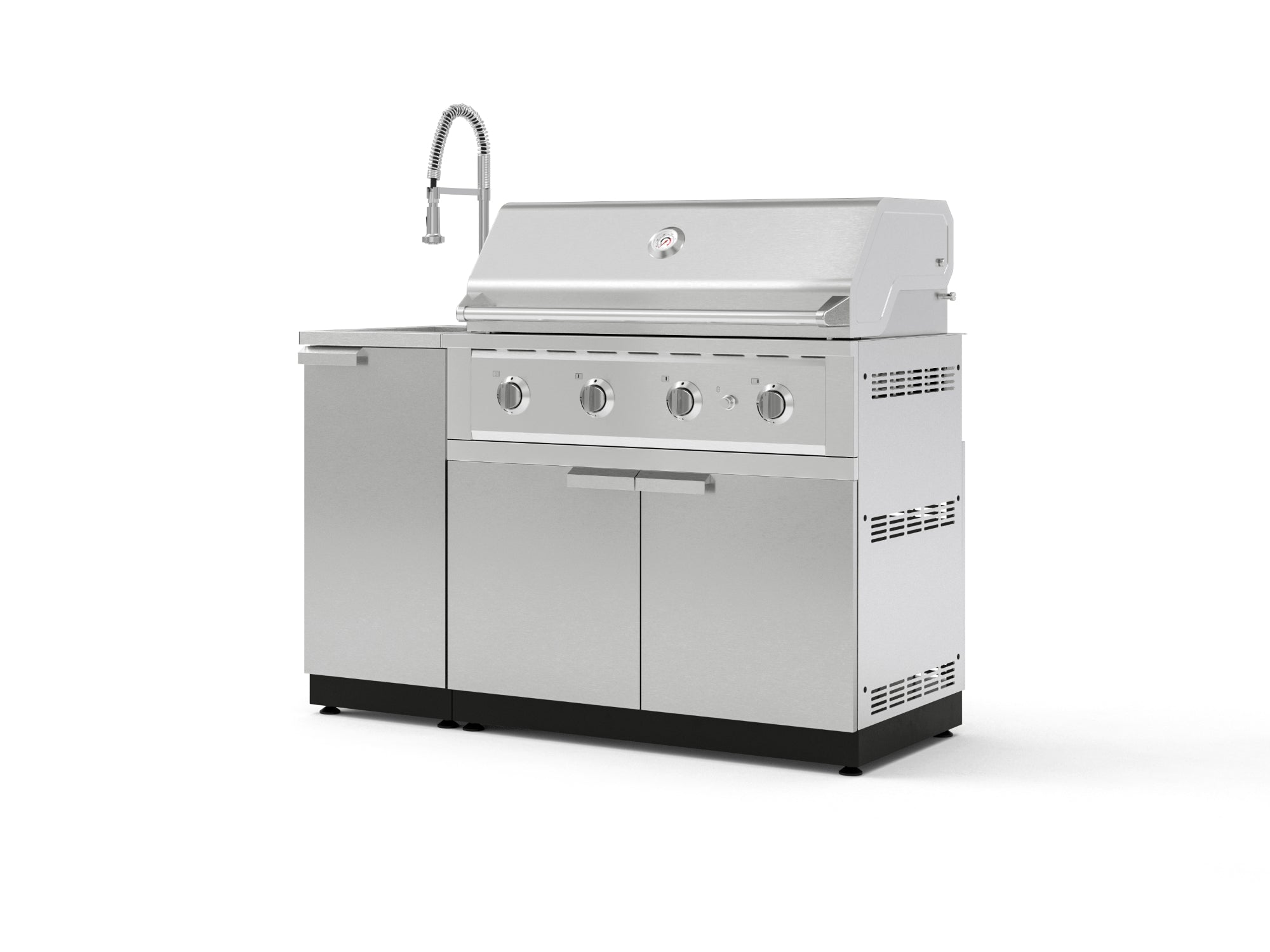 Outdoor Grill Island Stainless-Steel 3 Piece Cabinet Set with Sink, Grill Cabinet, and Performance Grill