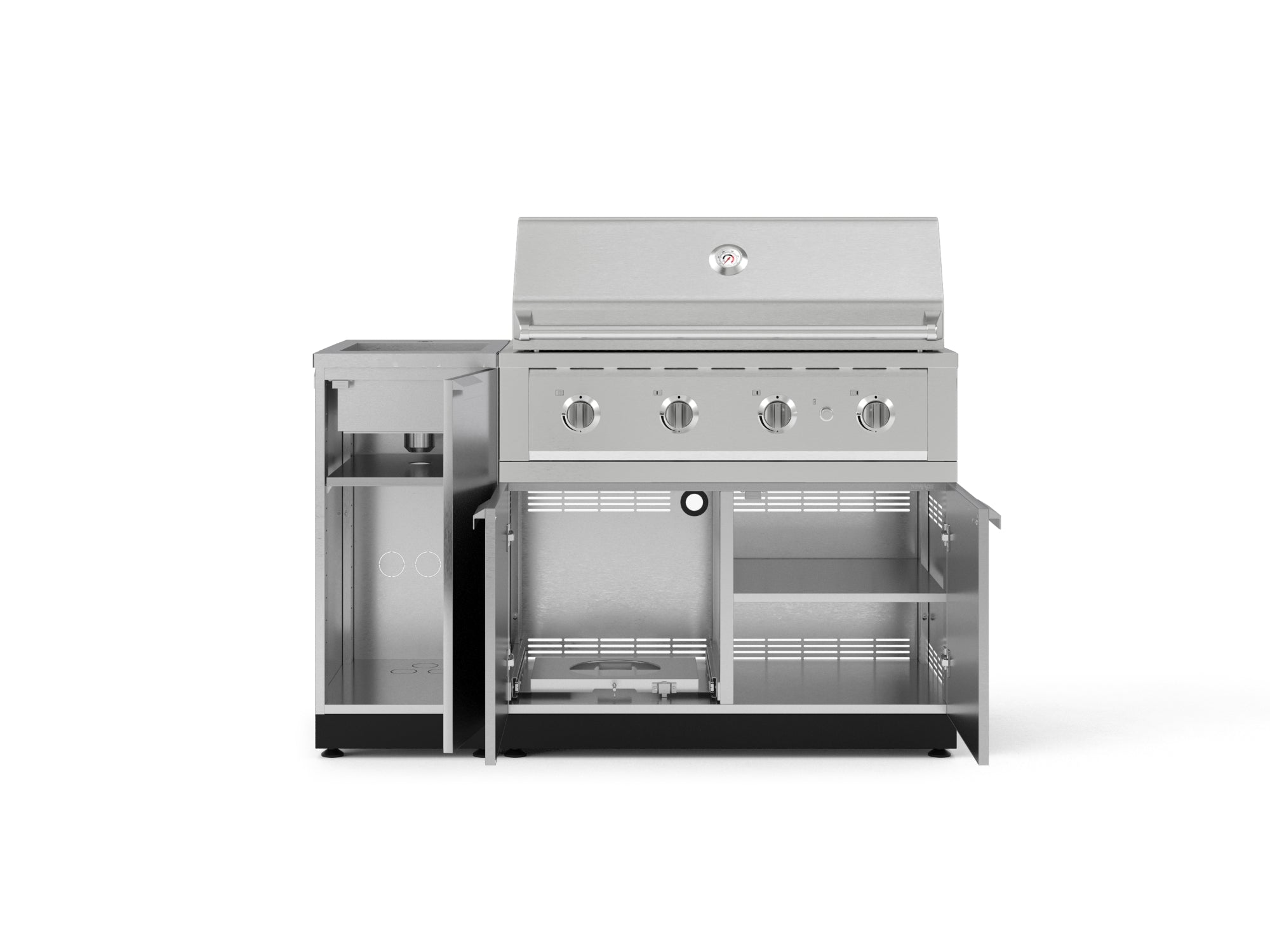 Outdoor Grill Island Stainless-Steel 3 Piece Cabinet Set with Sink, Grill Cabinet, and Performance Grill