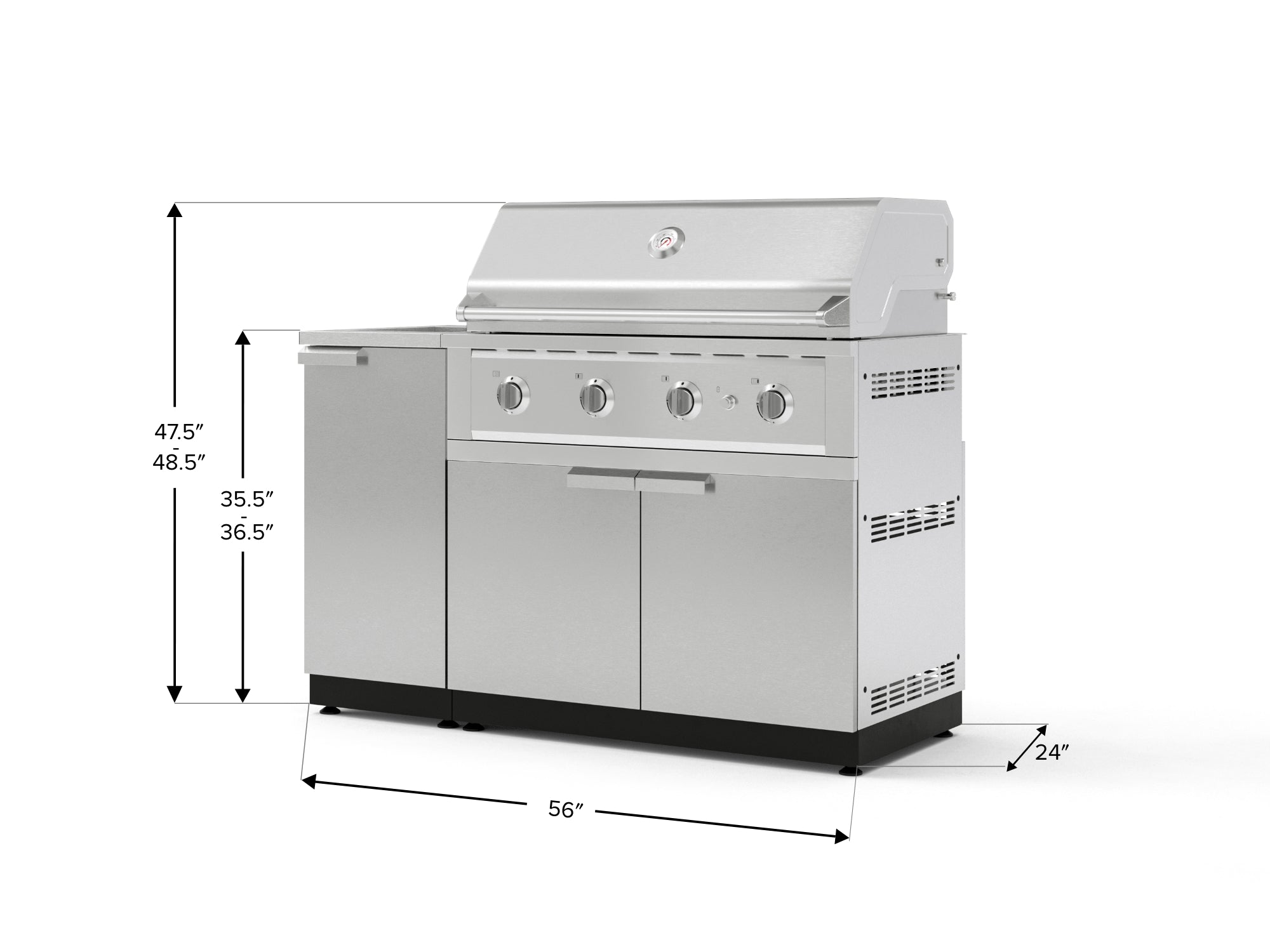 Outdoor Grill Island Stainless-Steel 3 Piece Cabinet Set with Sink, Grill Cabinet, and Performance Grill
