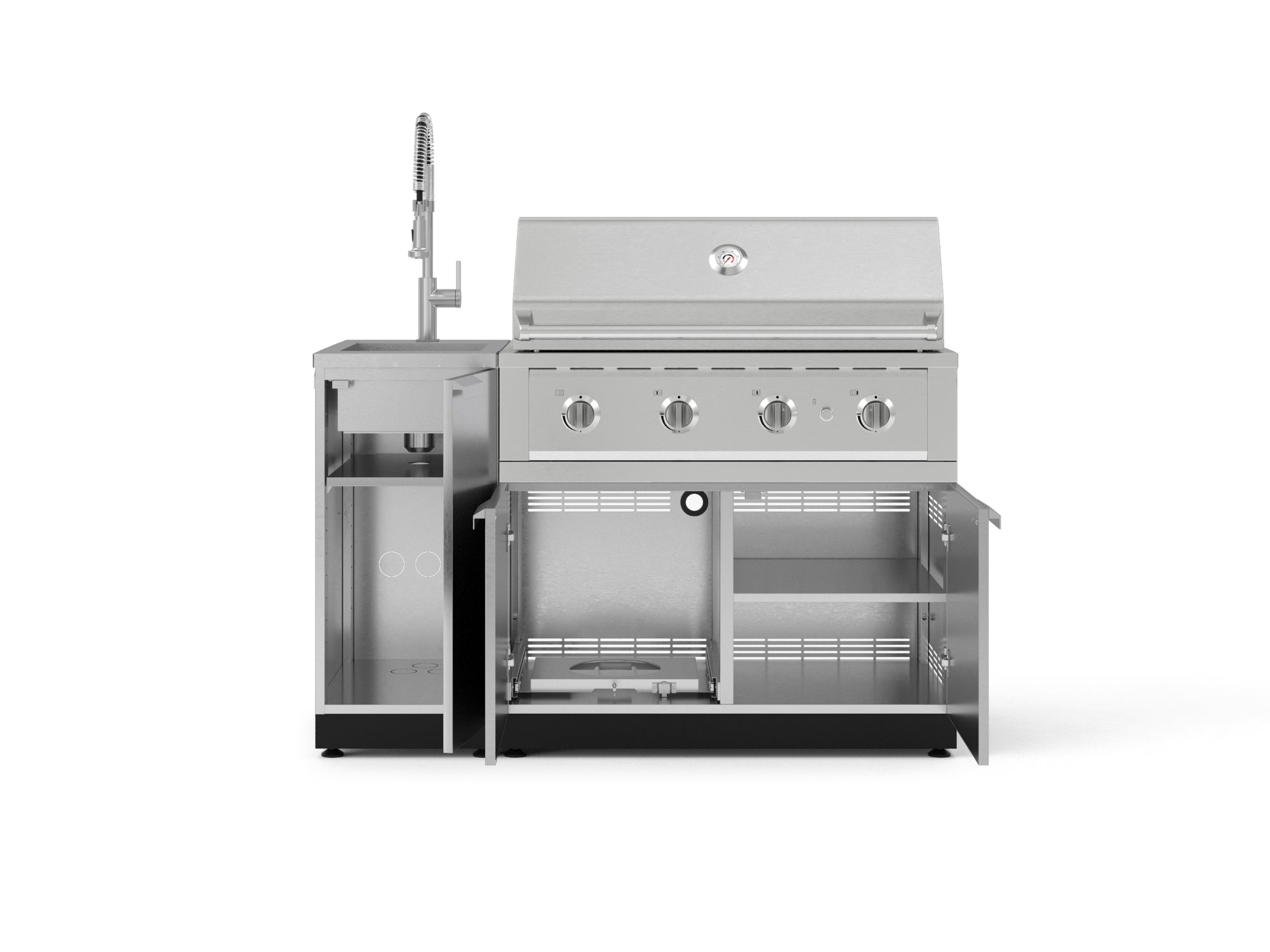 Outdoor Grill Island Stainless-Steel 3 Piece Cabinet Set with Sink, Grill Cabinet, and Performance Grill