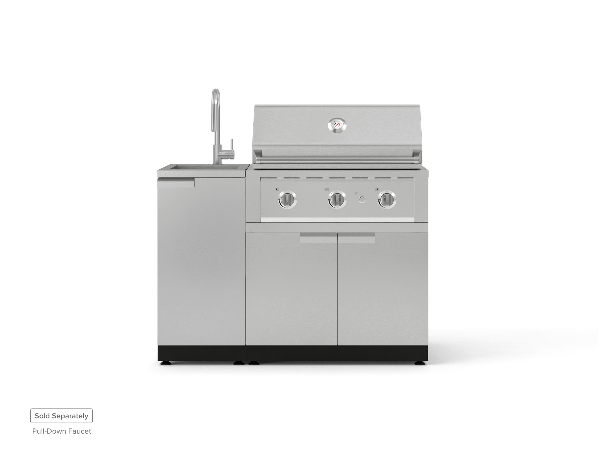 Outdoor Grill Island Stainless-Steel 3 Piece Cabinet Set with Sink, Grill Cabinet, and Performance Grill