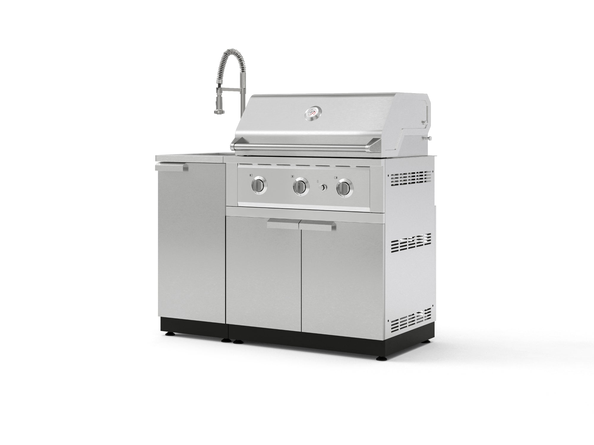 Outdoor Grill Island Stainless-Steel 3 Piece Cabinet Set with Sink, Grill Cabinet, and Performance Grill