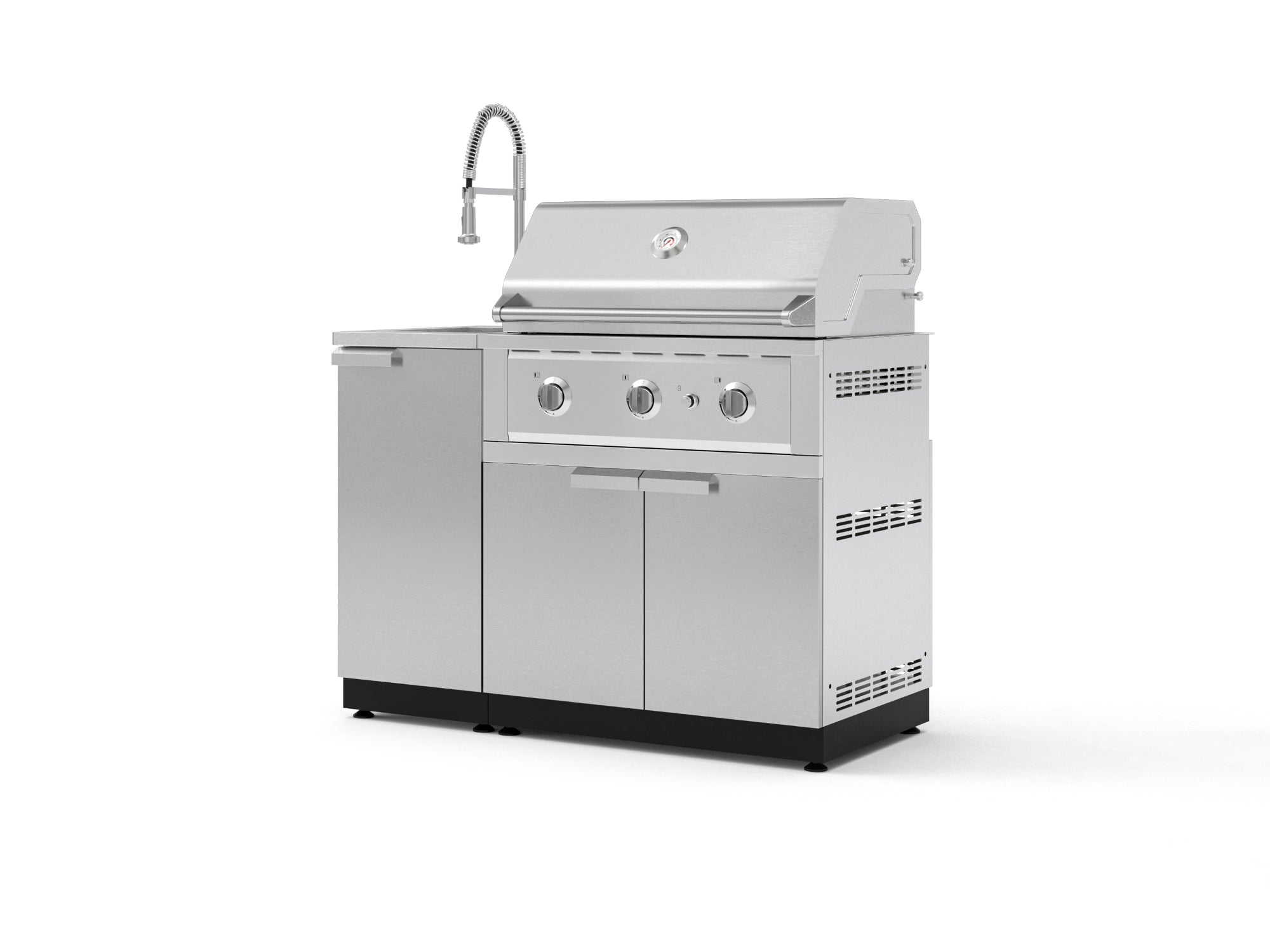 Outdoor Grill Island Stainless-Steel 3 Piece Cabinet Set with Sink, Grill Cabinet, and Performance Grill
