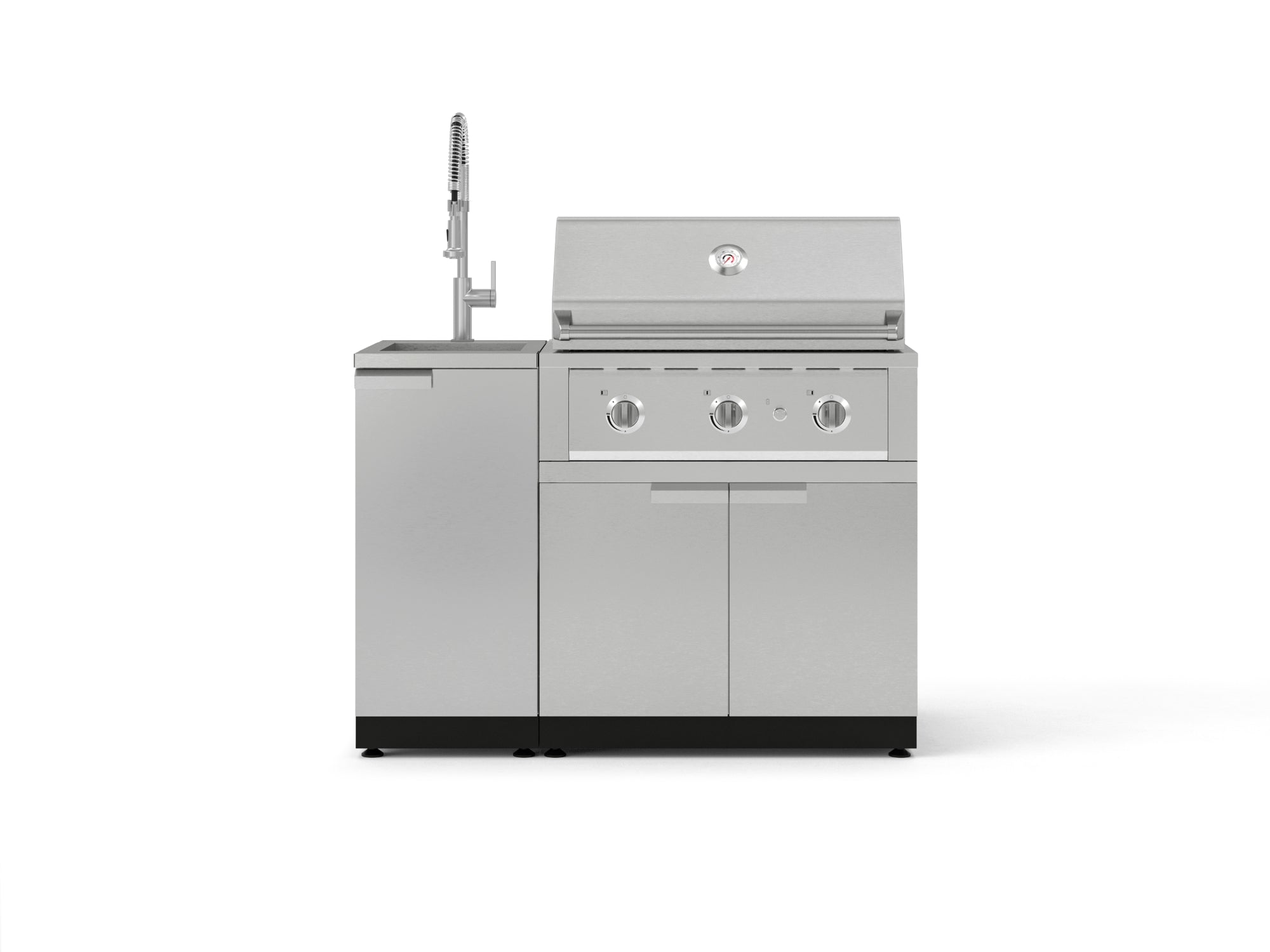 Outdoor Grill Island Stainless-Steel 3 Piece Cabinet Set with Sink, Grill Cabinet, and Performance Grill