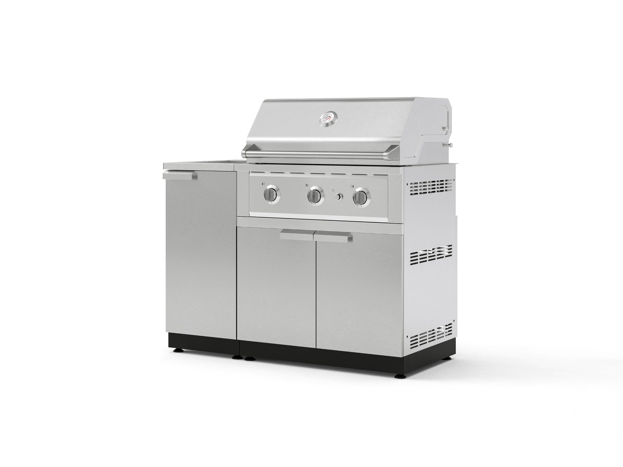 Outdoor Grill Island Stainless-Steel 3 Piece Cabinet Set with Sink, Grill Cabinet, and Performance Grill
