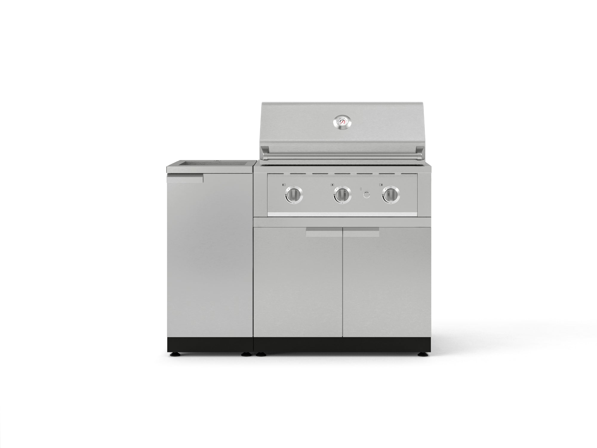 Outdoor Grill Island Stainless-Steel 3 Piece Cabinet Set with Sink, Grill Cabinet, and Performance Grill