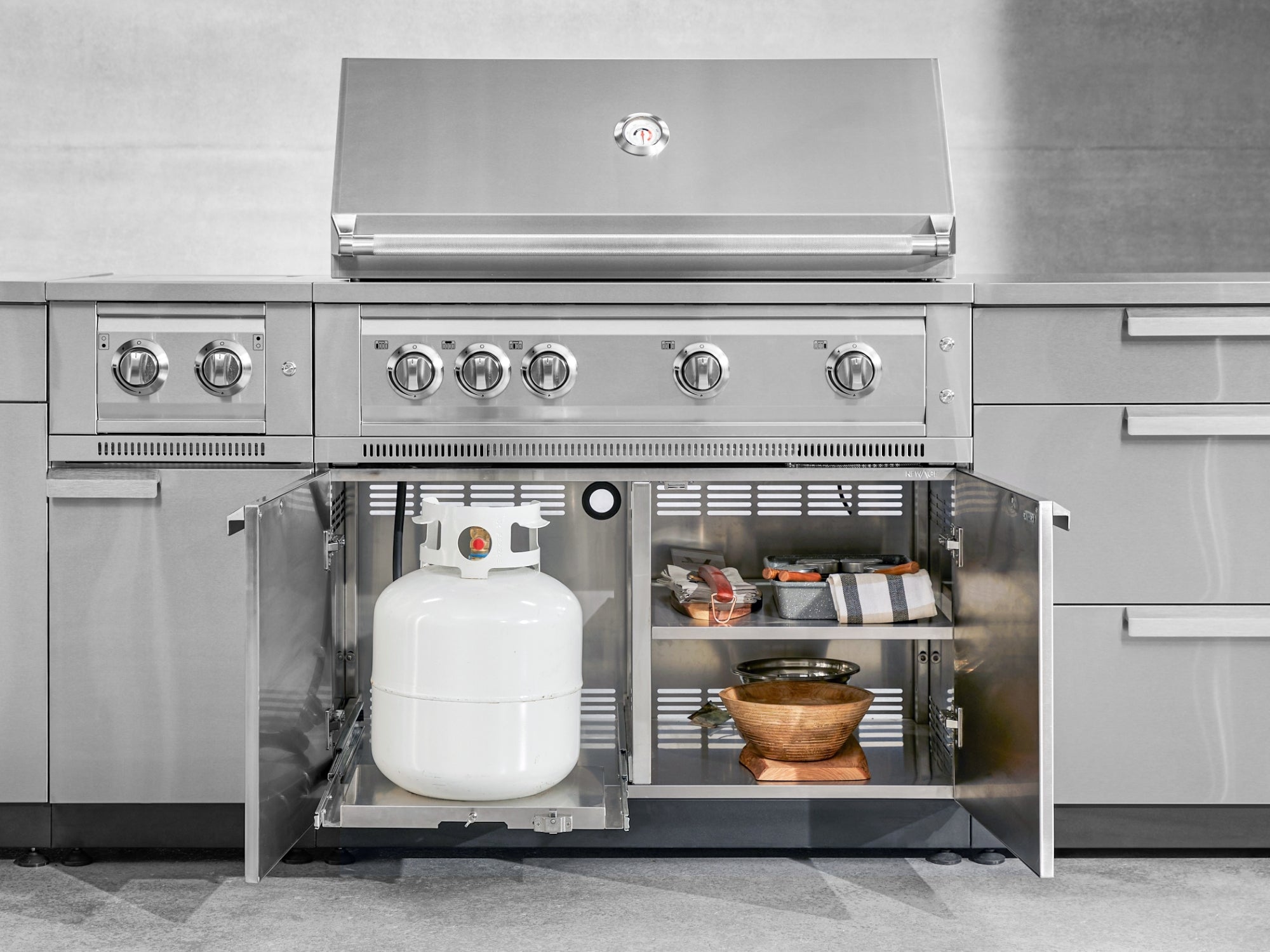 Outdoor Grill Island Stainless-Steel 3 Piece Cabinet Set with Sink, Grill Cabinet, and Performance Grill
