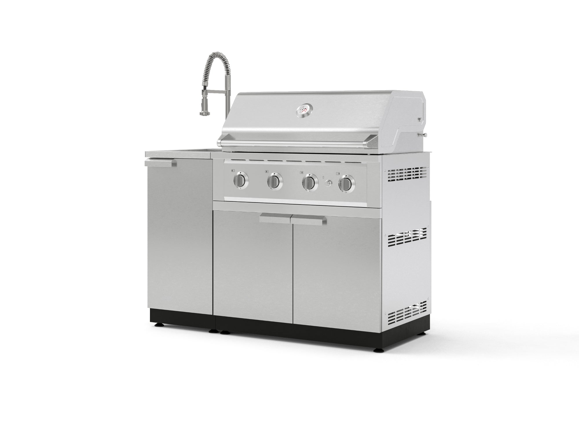 Outdoor Grill Island Stainless-Steel 3 Piece Cabinet Set with Sink, Grill Cabinet, and Performance Grill