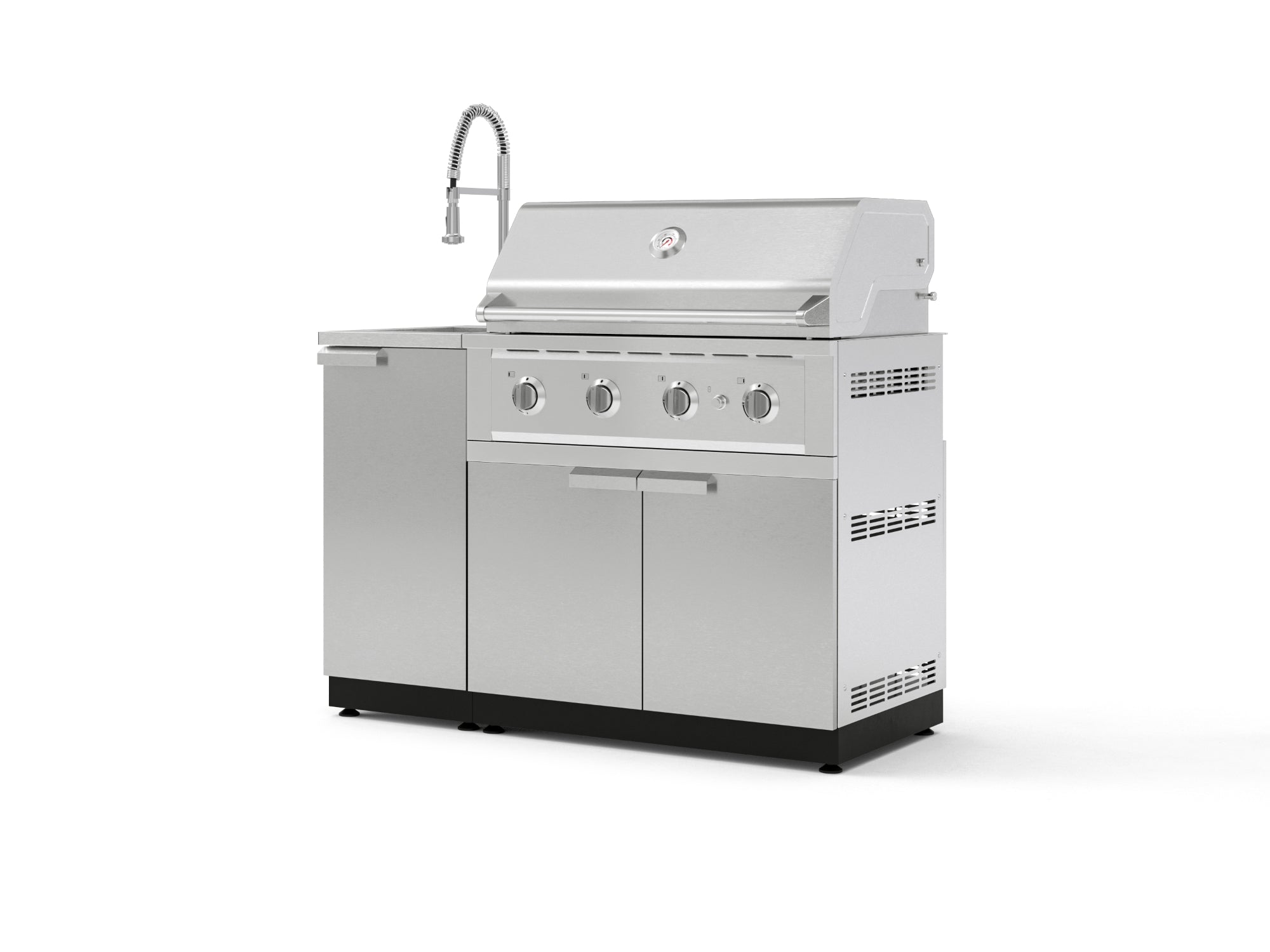 Outdoor Grill Island Stainless-Steel 3 Piece Cabinet Set with Sink, Grill Cabinet, and Performance Grill