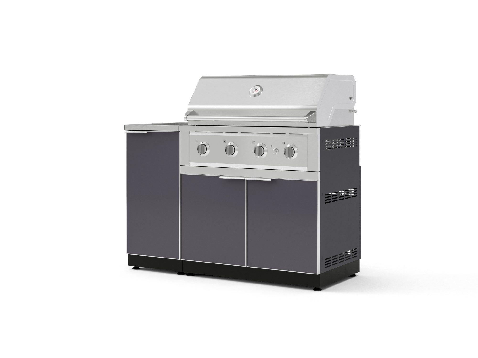 Outdoor Grill Island Aluminum 3 Piece Cabinet Set with Sink, Grill Cabinet, and Performance Grill