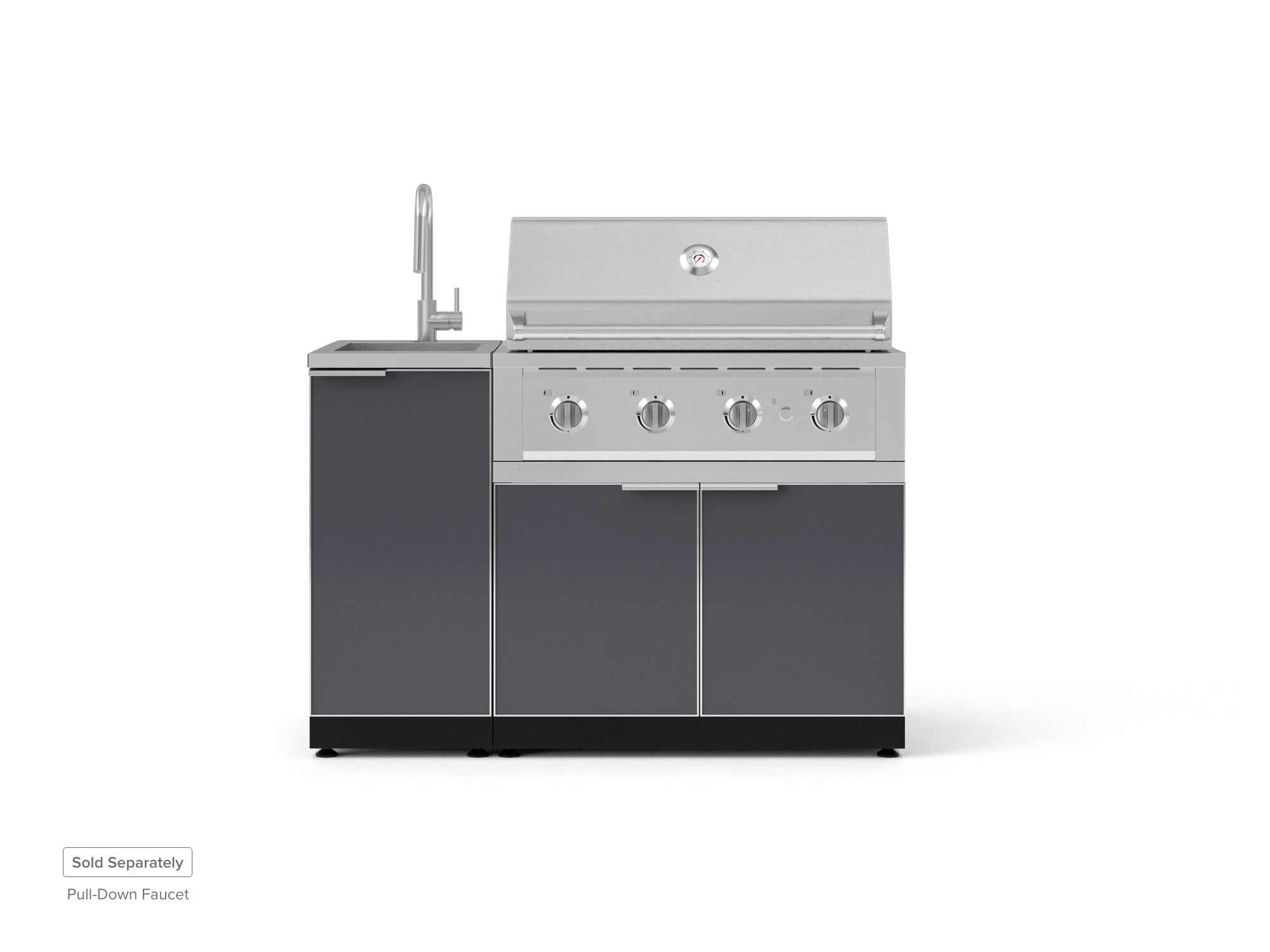 Outdoor Grill Island Aluminum 3 Piece Cabinet Set with Sink, Grill Cabinet, and Performance Grill