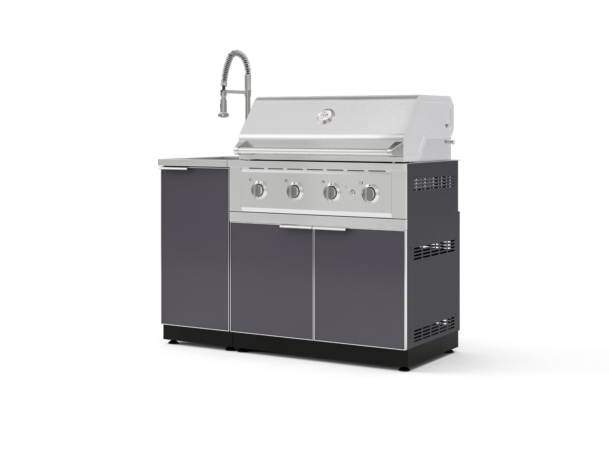 Outdoor Grill Island Aluminum 3 Piece Cabinet Set with Sink, Grill Cabinet, and Performance Grill