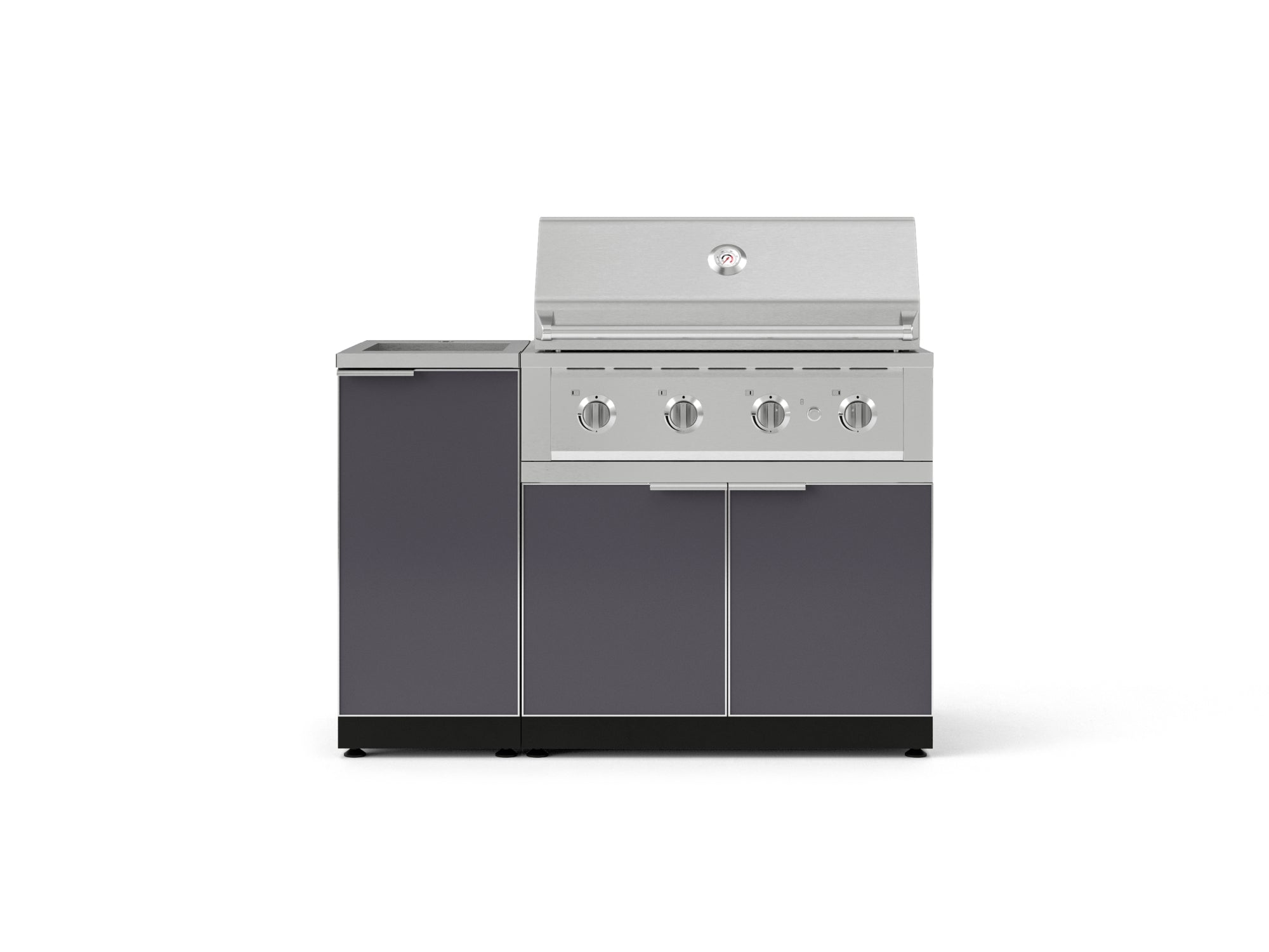 Outdoor Grill Island Aluminum 3 Piece Cabinet Set with Sink, Grill Cabinet, and Performance Grill