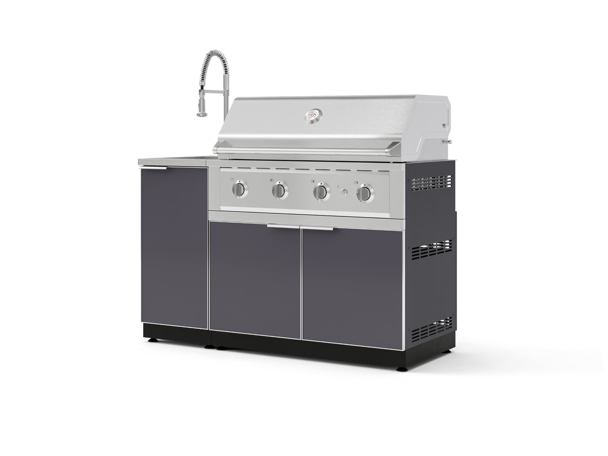 Outdoor Grill Island Aluminum 3 Piece Cabinet Set with Sink, Grill Cabinet, and Performance Grill