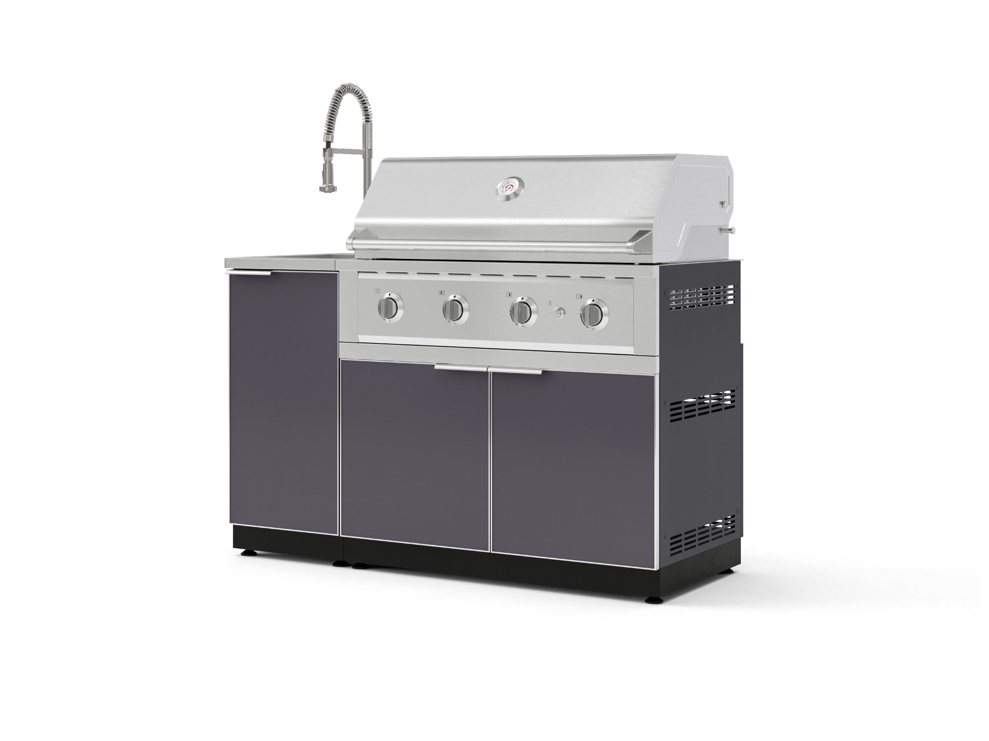 Outdoor Grill Island Aluminum 3 Piece Cabinet Set with Sink, Grill Cabinet, and Performance Grill