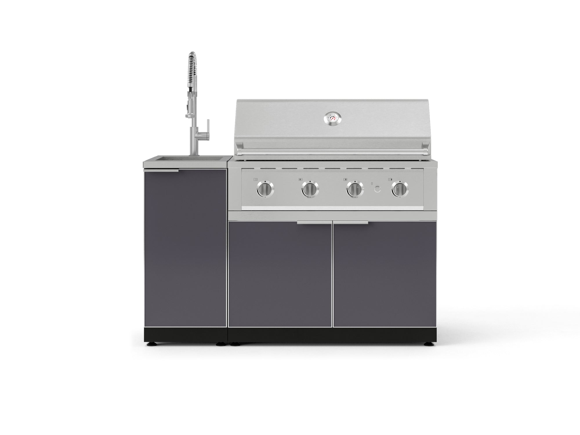 Outdoor Grill Island Aluminum 3 Piece Cabinet Set with Sink, Grill Cabinet, and Performance Grill