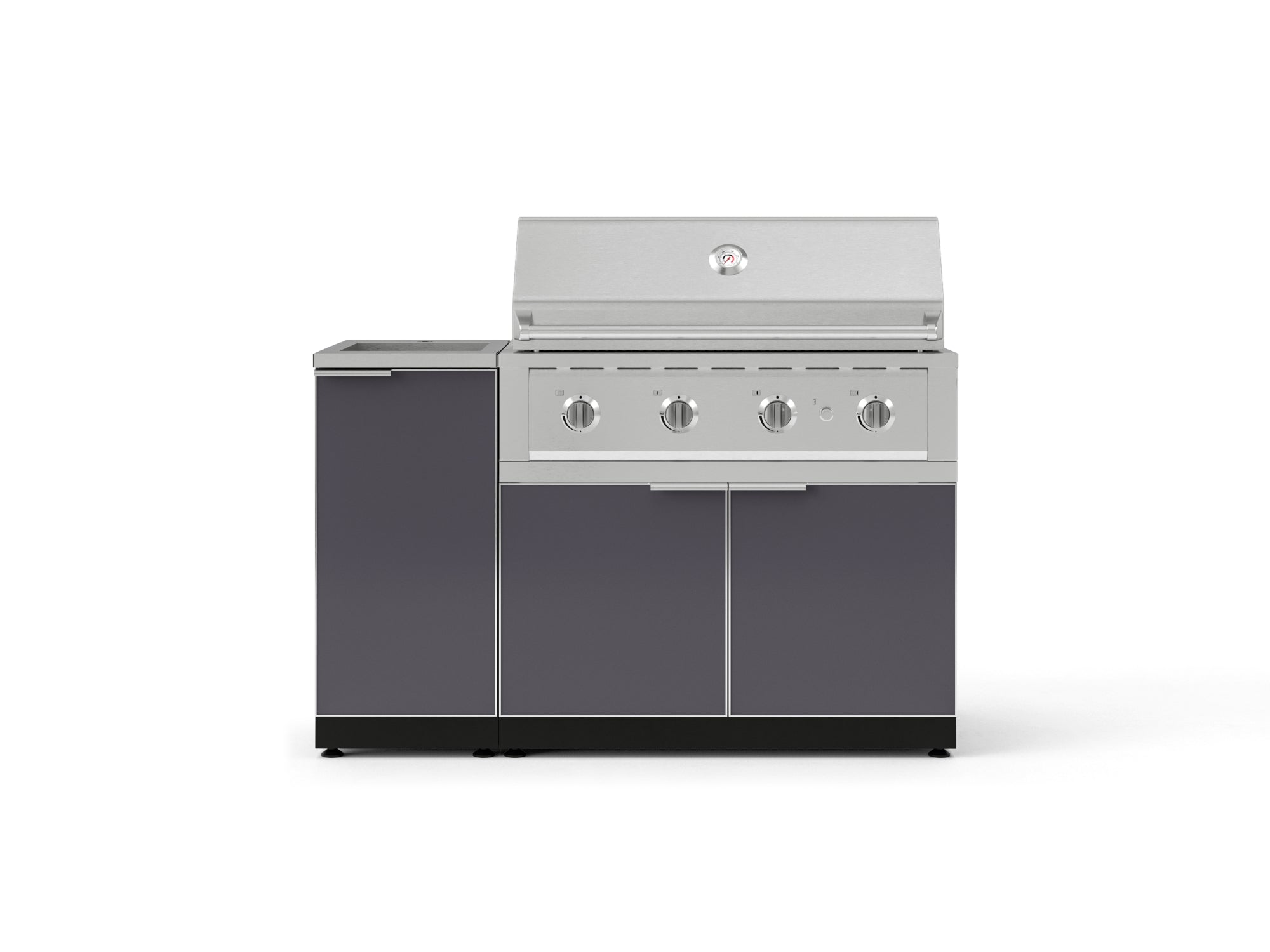 Outdoor Grill Island Aluminum 3 Piece Cabinet Set with Sink, Grill Cabinet, and Performance Grill
