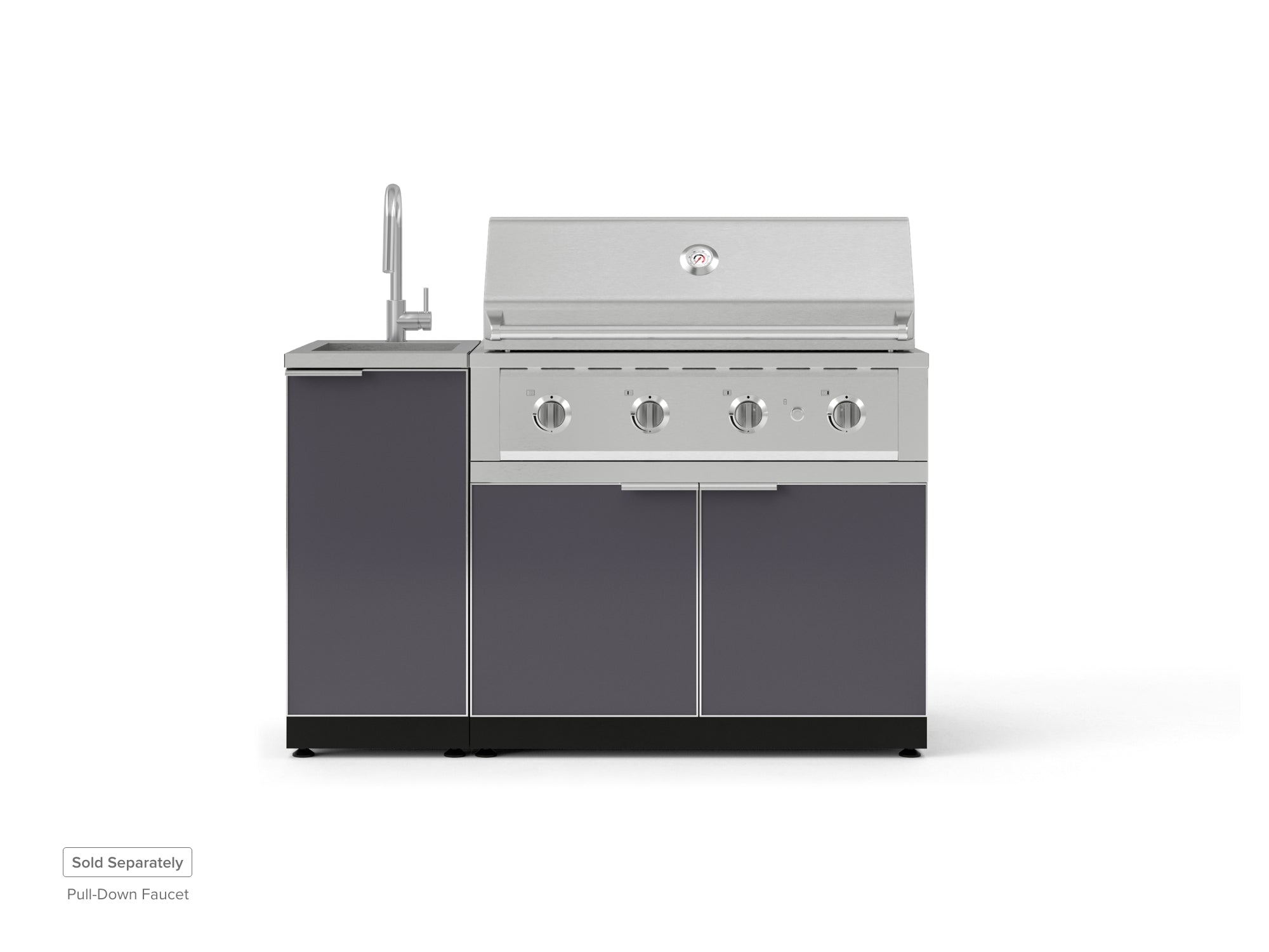 Outdoor Grill Island Aluminum 3 Piece Cabinet Set with Sink, Grill Cabinet, and Performance Grill