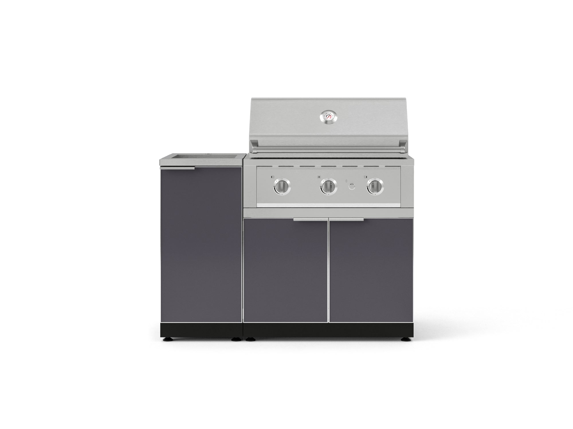 Outdoor Grill Island Aluminum 3 Piece Cabinet Set with Sink, Grill Cabinet, and Performance Grill
