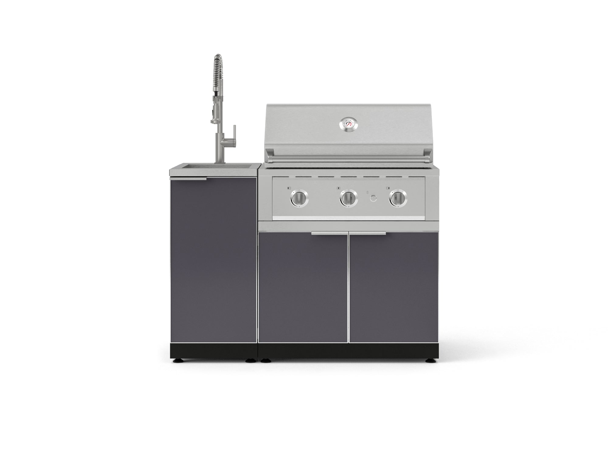 Outdoor Grill Island Aluminum 3 Piece Cabinet Set with Sink, Grill Cabinet, and Performance Grill