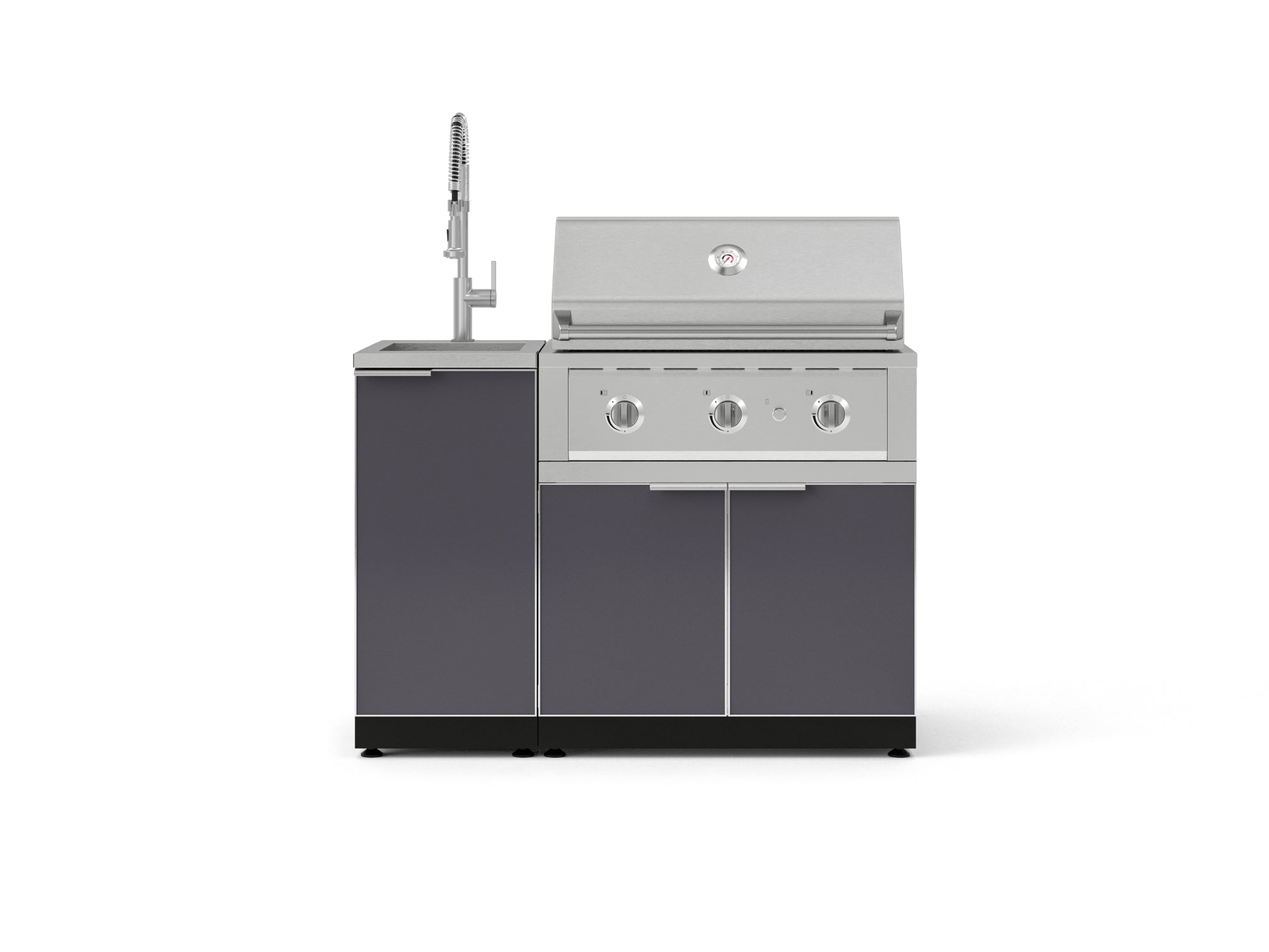 Outdoor Grill Island Aluminum 3 Piece Cabinet Set with Sink, Grill Cabinet, and Performance Grill