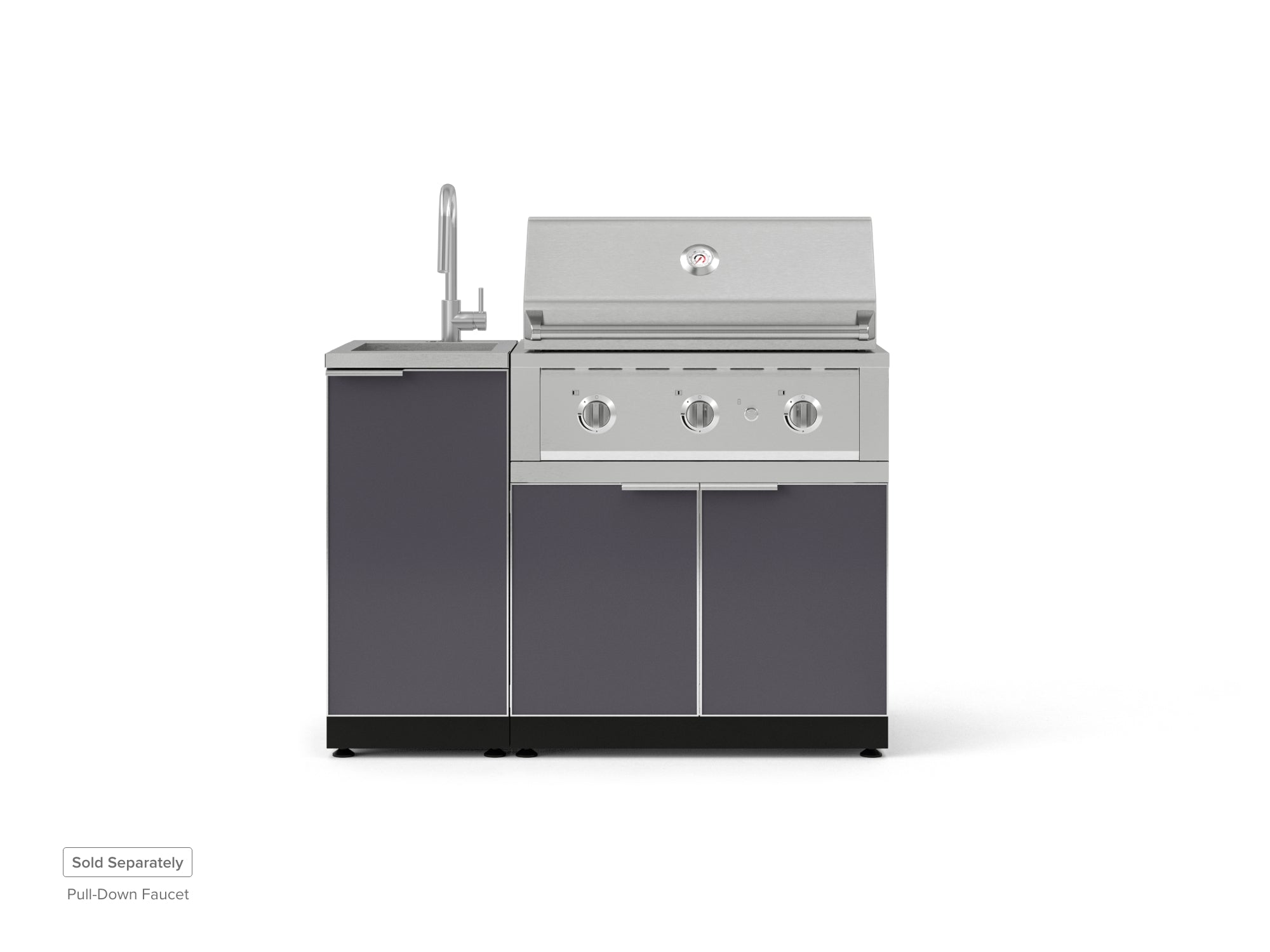Outdoor Grill Island Aluminum 3 Piece Cabinet Set with Sink, Grill Cabinet, and Performance Grill