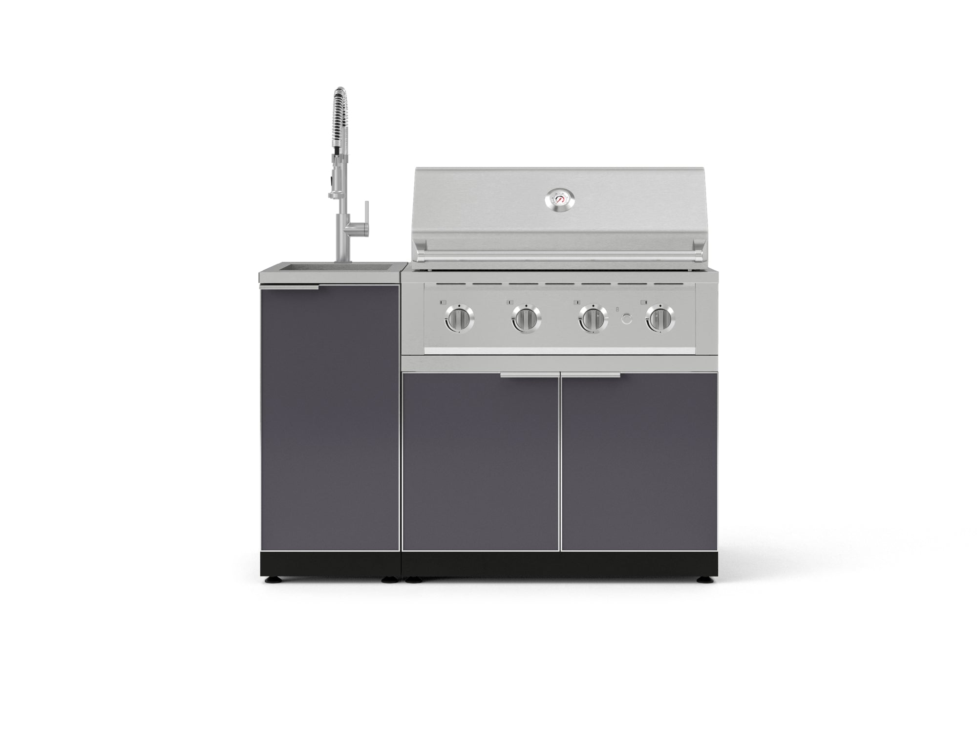 Outdoor Grill Island Aluminum 3 Piece Cabinet Set with Sink, Grill Cabinet, and Performance Grill