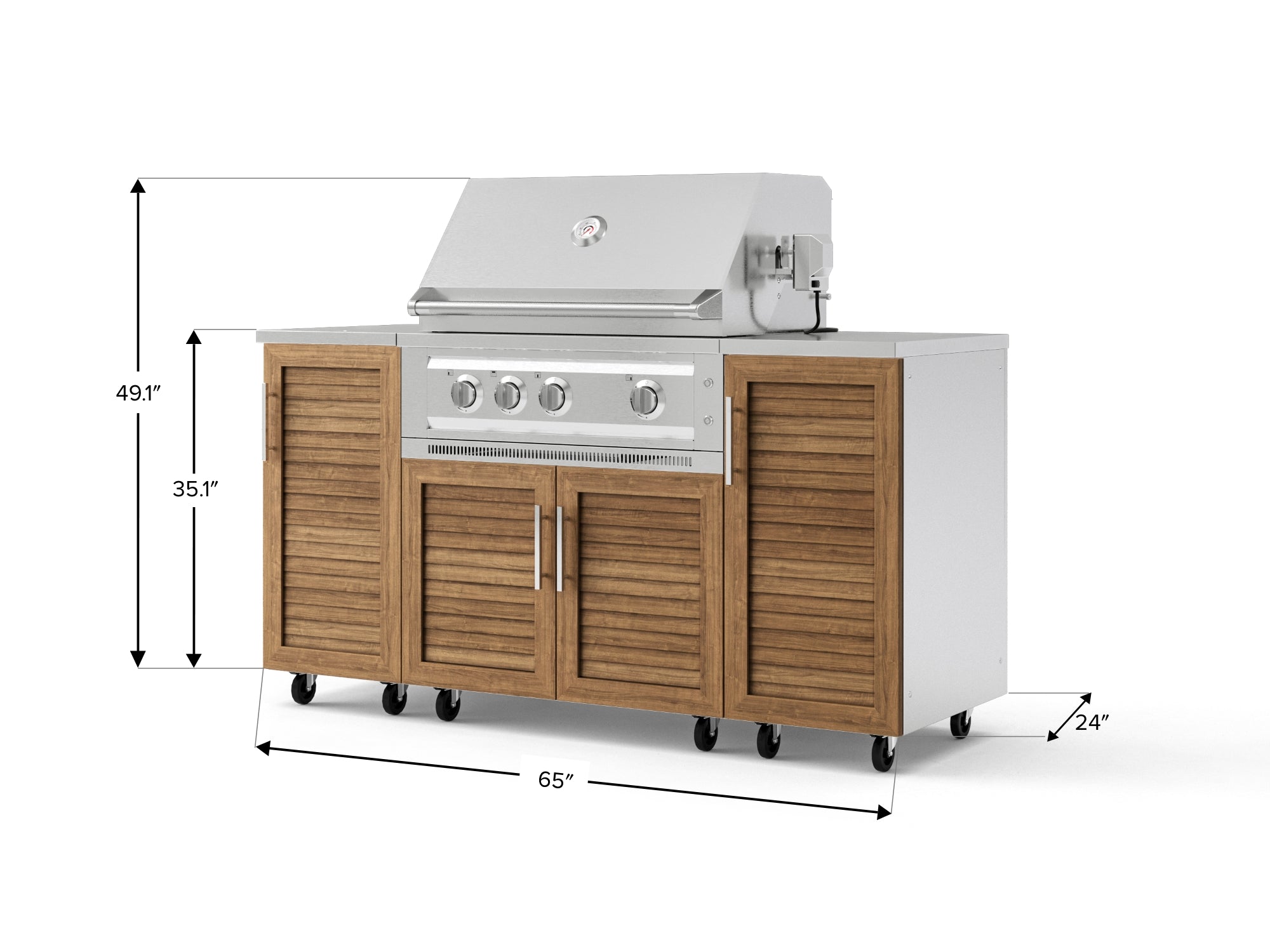Outdoor Grill Island Stainless-Steel Louvered Doors 6 Piece Cabinet Set with Casters and 1 Door, Grill Cabinet, Platinum Grill, Countertops