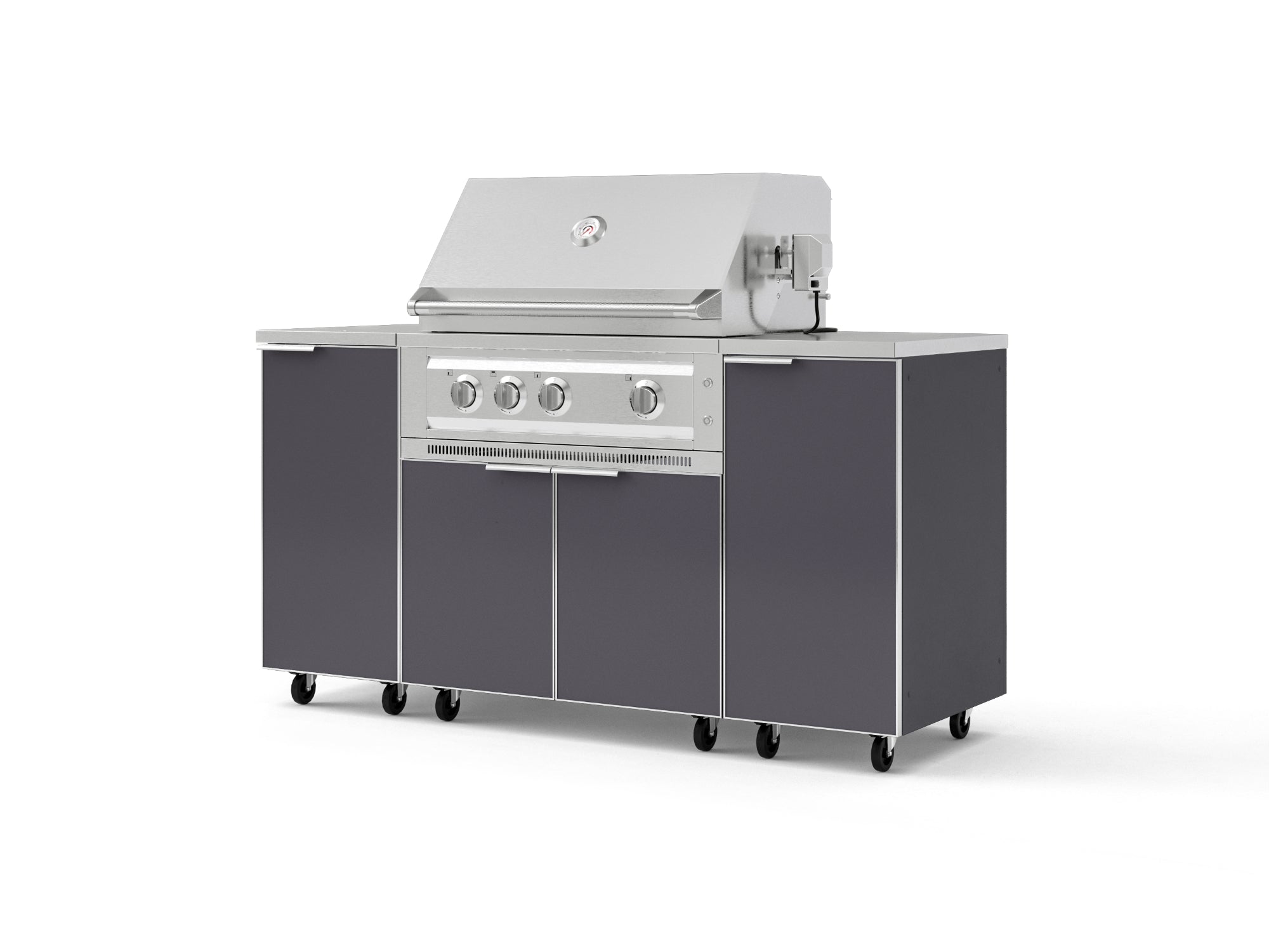 Outdoor Grill Island Aluminum 6 Piece Cabinet Set with Casters and 1 Door, Grill Cabinet, Platinum Grill, Countertops
