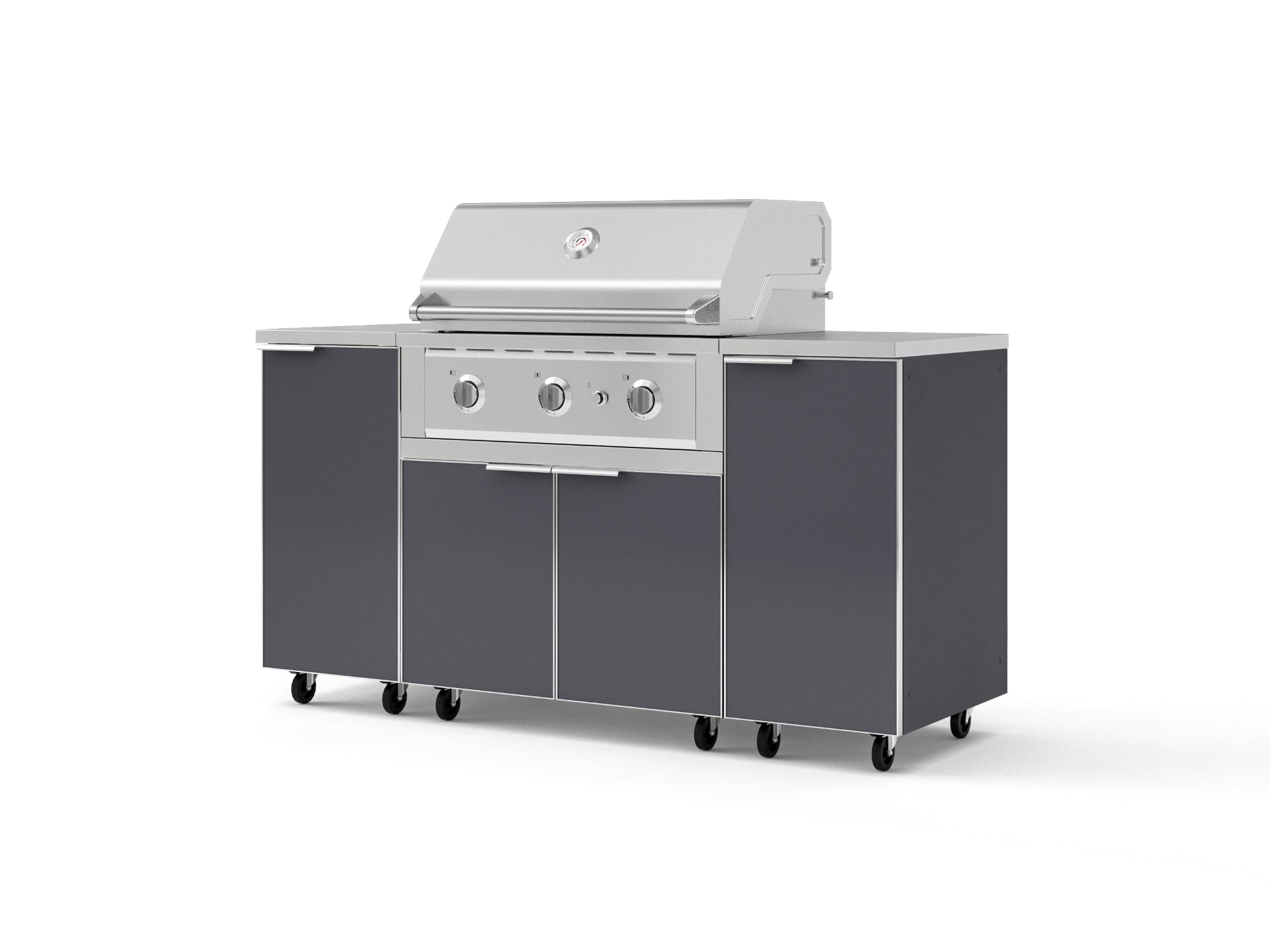 Outdoor Grill Island Aluminum 6 Piece Cabinet Set with Casters and 1 Door, Grill Cabinet, Performance Grill, Countertops