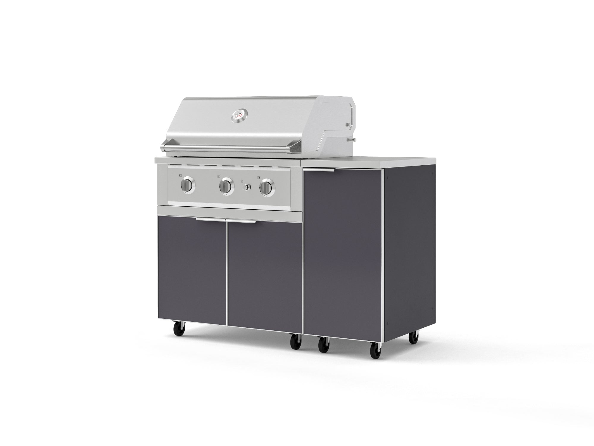 Outdoor Grill Island Aluminum 4 Piece Cabinet Set with Casters and 1 Door, Grill Cabinet, Performance Grill, Countertop