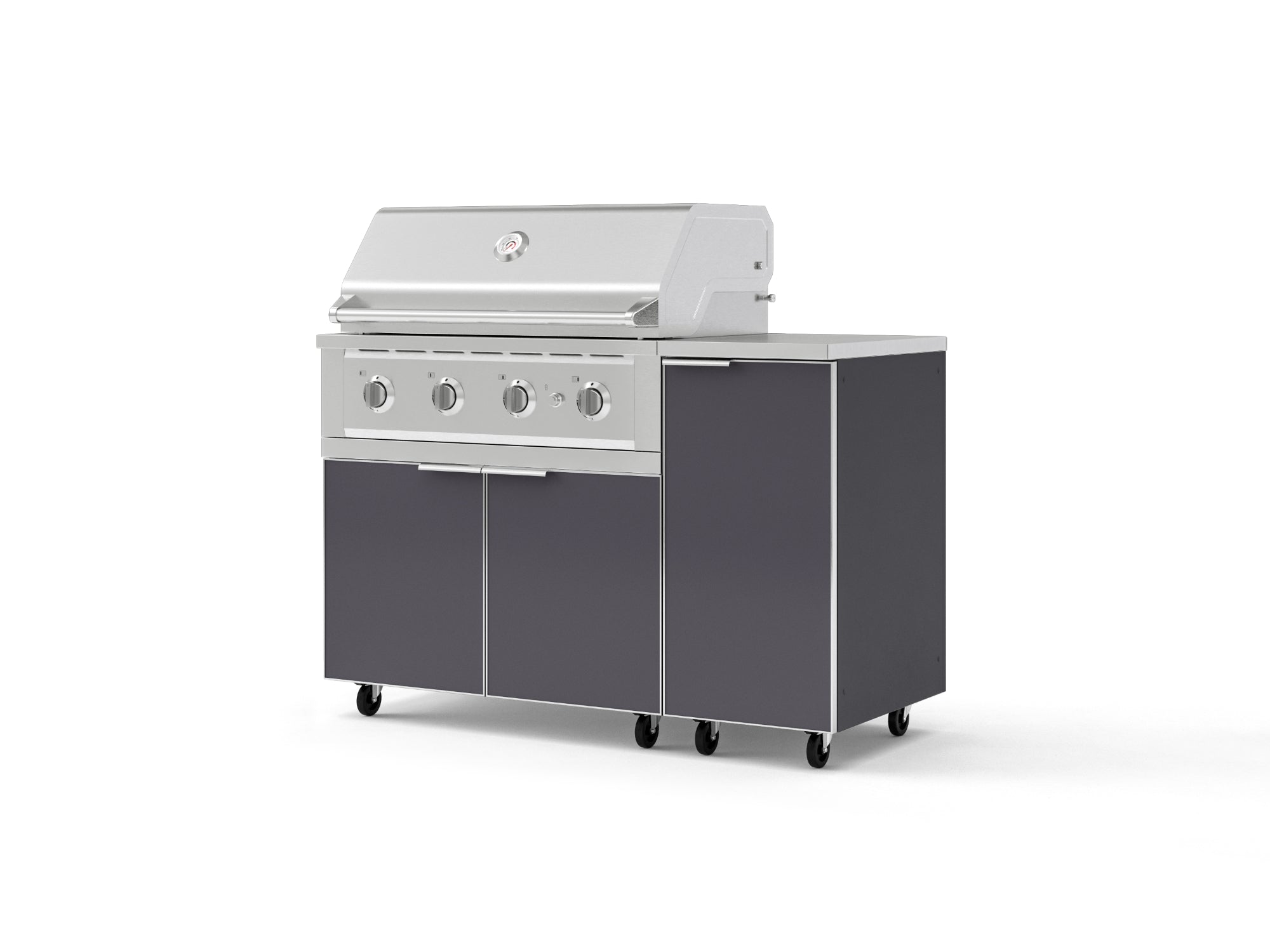 Outdoor Grill Island Aluminum 4 Piece Cabinet Set with Casters and 1 Door, Grill Cabinet, Performance Grill, Countertop