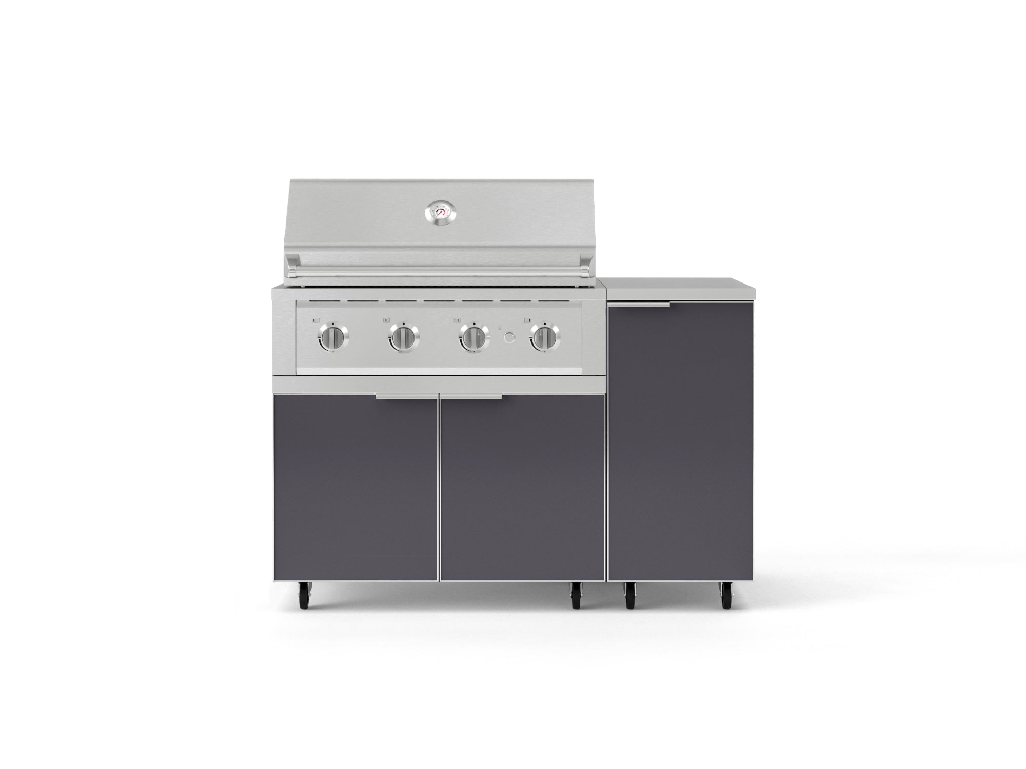 Outdoor Grill Island Aluminum 4 Piece Cabinet Set with Casters and 1 Door, Grill Cabinet, Performance Grill, Countertop