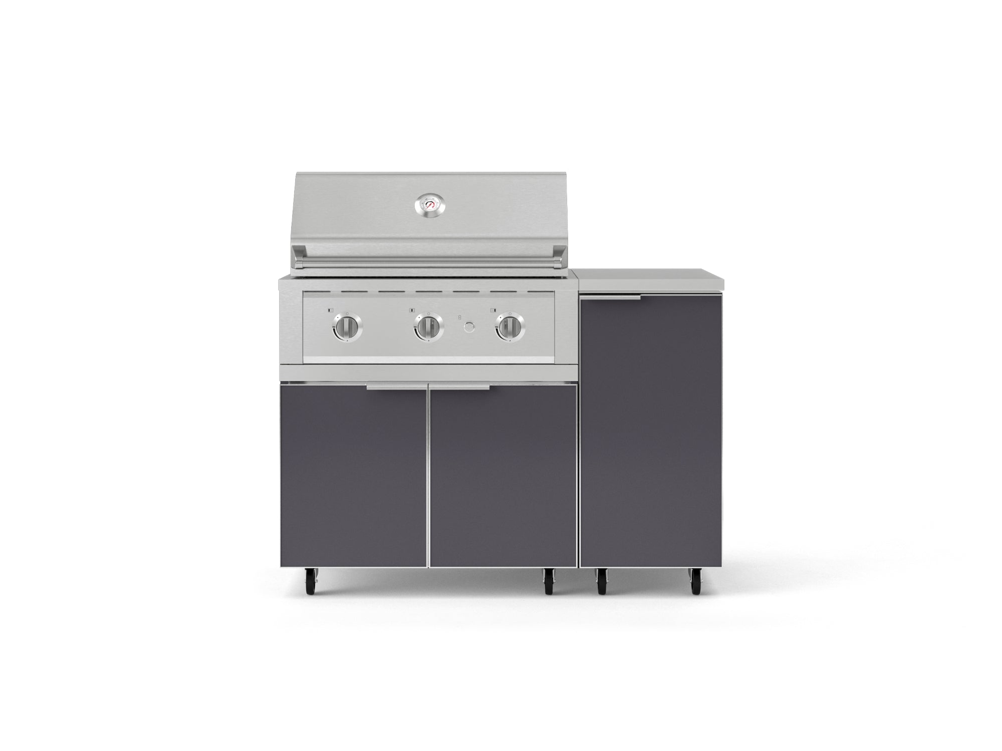 Outdoor Grill Island Aluminum 4 Piece Cabinet Set with Casters and 1 Door, Grill Cabinet, Performance Grill, Countertop