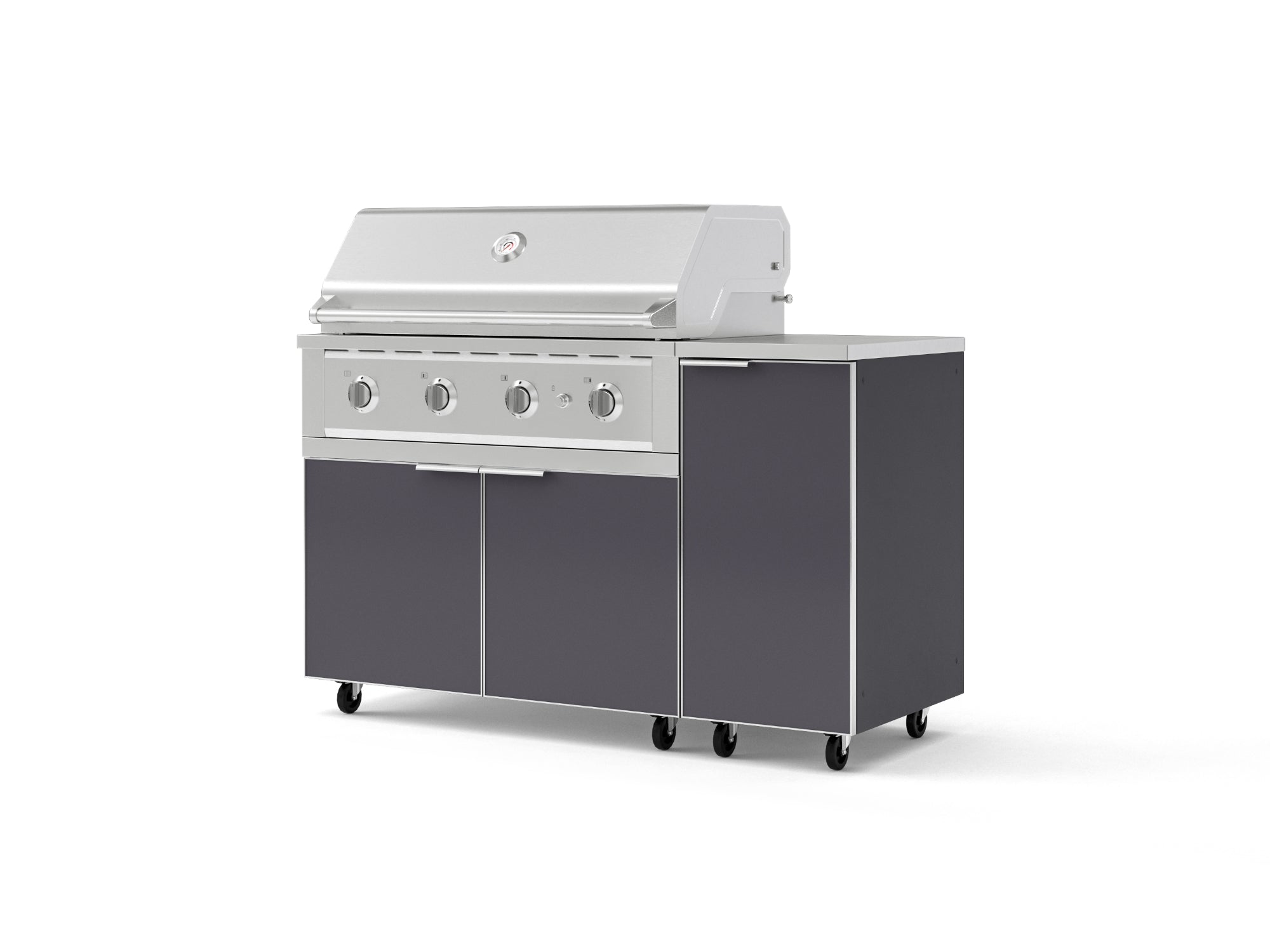 Outdoor Grill Island Aluminum 4 Piece Cabinet Set with Casters and 1 Door, Grill Cabinet, Performance Grill, Countertop