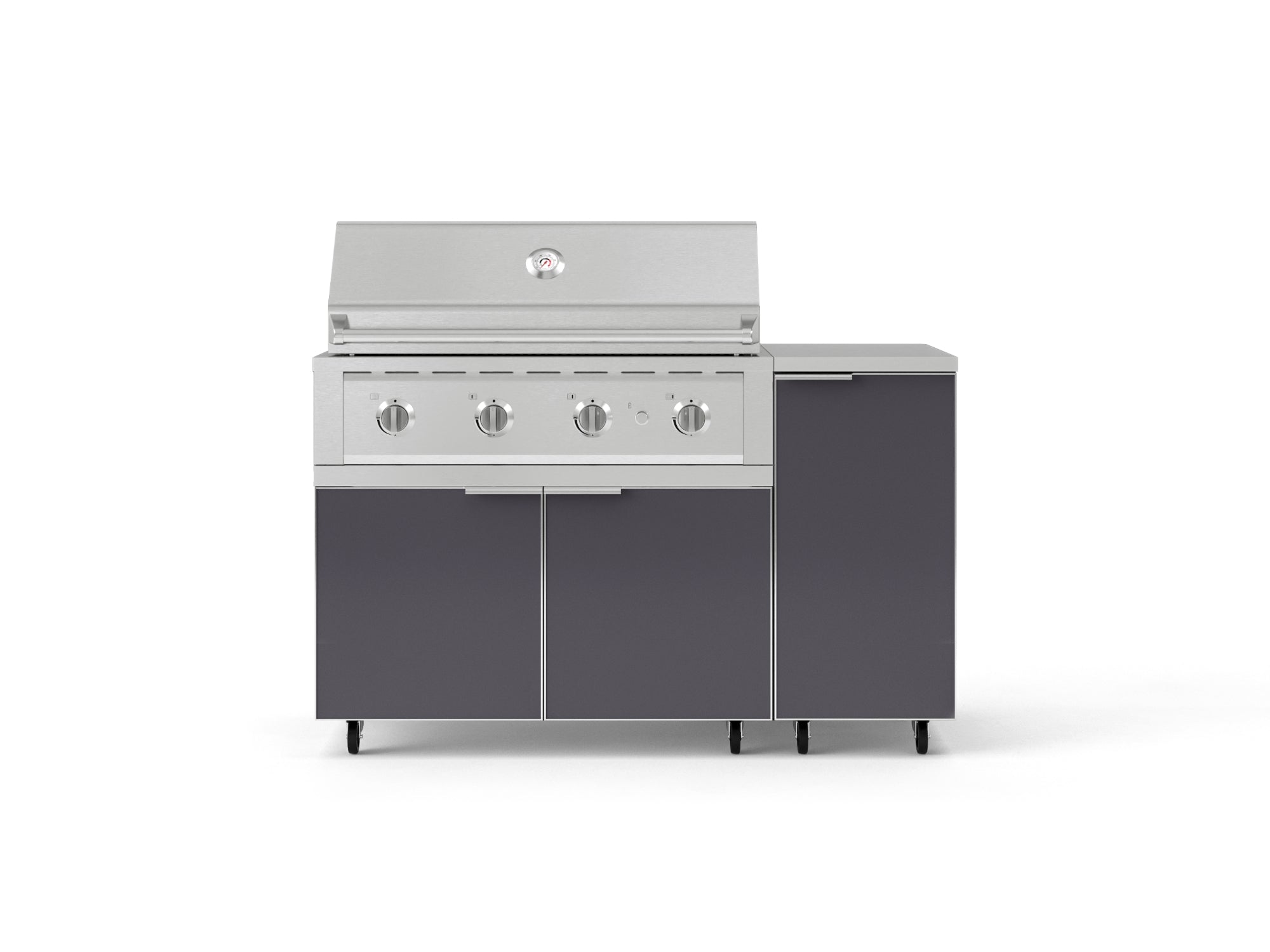 Outdoor Grill Island Aluminum 4 Piece Cabinet Set with Casters and 1 Door, Grill Cabinet, Performance Grill, Countertop
