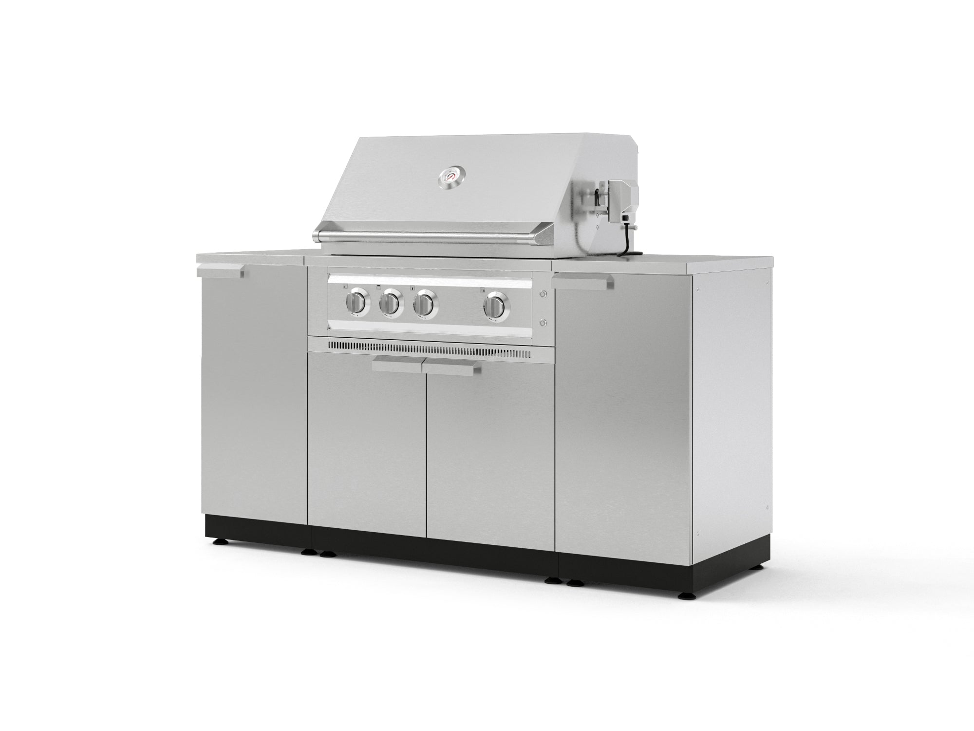 Outdoor Grill Island Stainless-Steel 6 Piece Cabinet Set with 1 Door, Grill Cabinet, Platinum Grill and Countertops