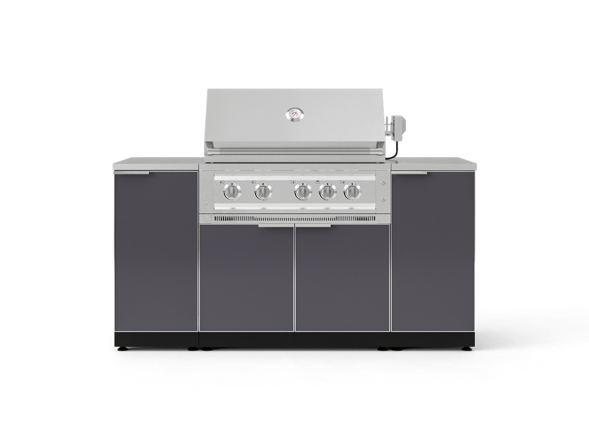 Outdoor Grill Island Aluminum 6 Piece Cabinet Set with 1 Door, Grill Cabinet, Platinum Grill and Countertops
