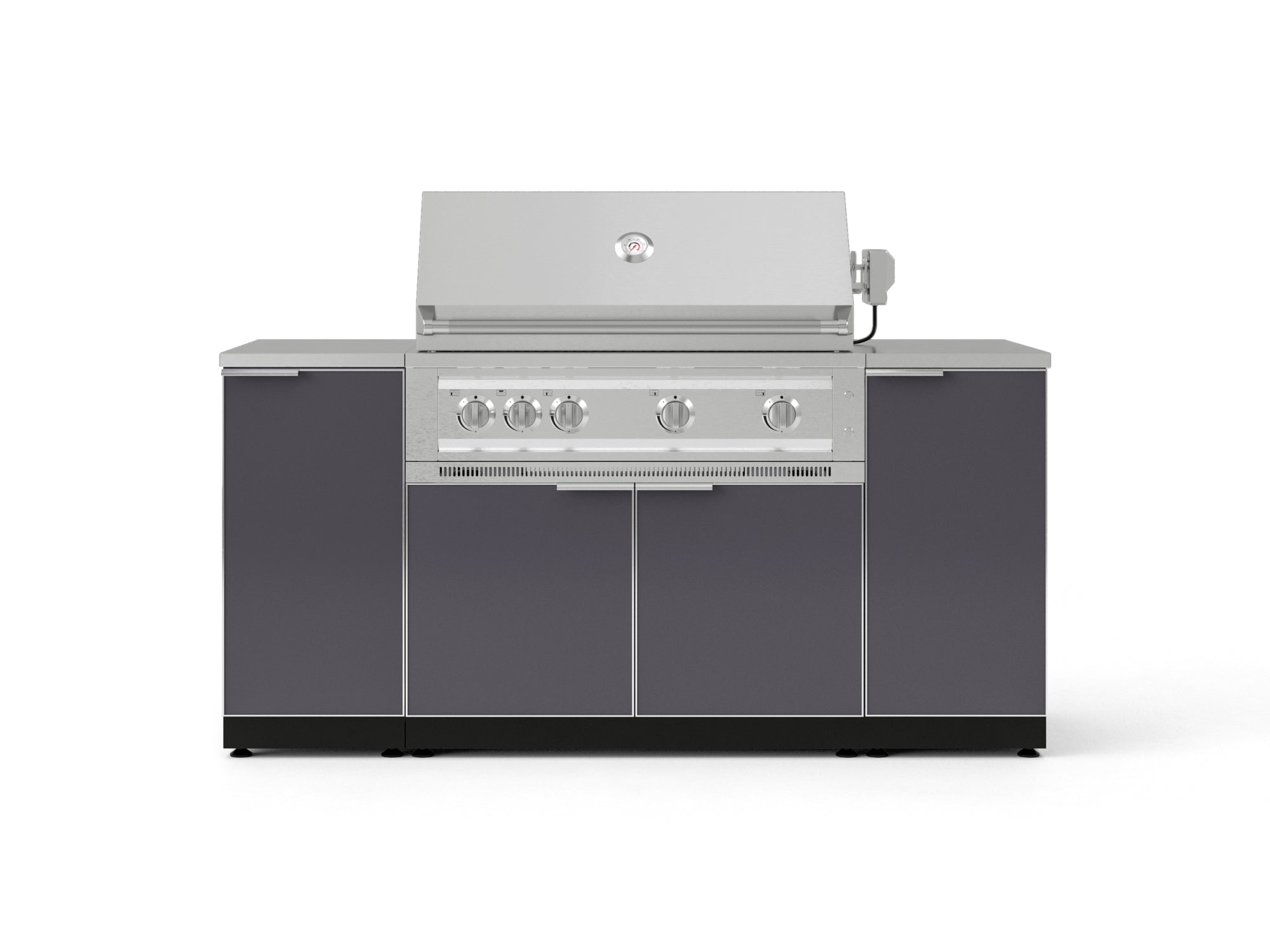 Outdoor Grill Island Aluminum 6 Piece Cabinet Set with 1 Door, Grill Cabinet, Platinum Grill and Countertops