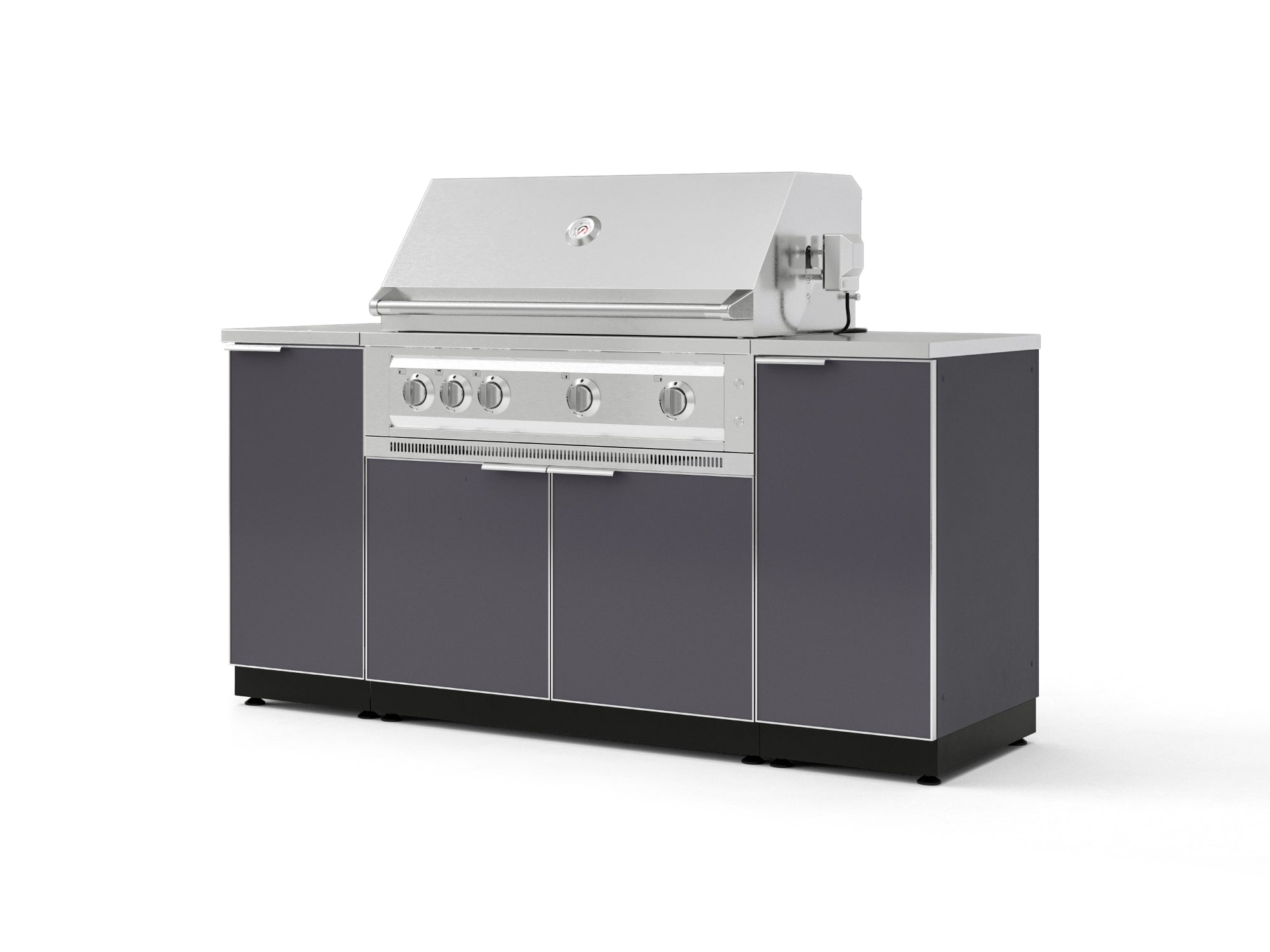 Outdoor Grill Island Aluminum 6 Piece Cabinet Set with 1 Door, Grill Cabinet, Platinum Grill and Countertops